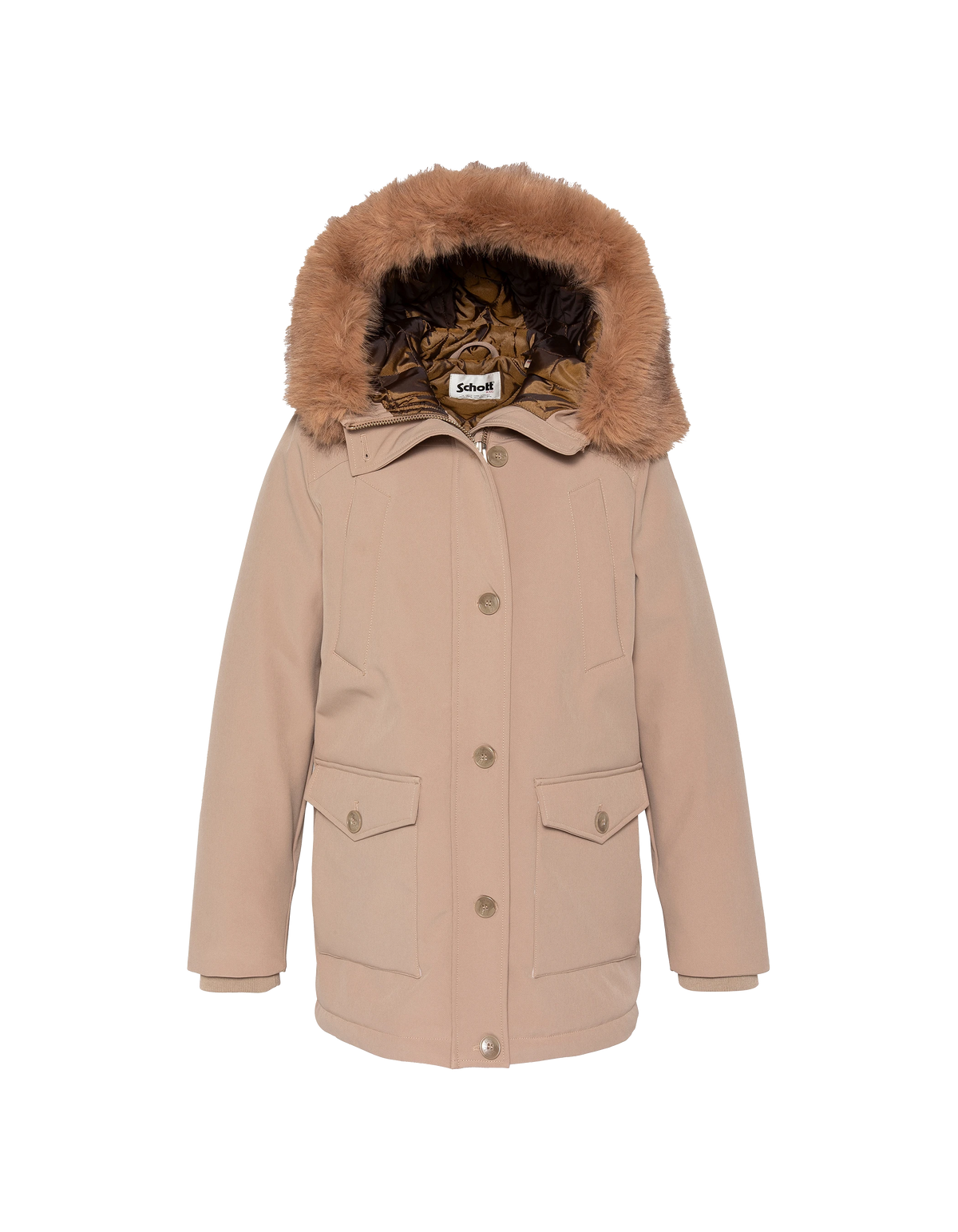 Parka beige repelente al agua con capucha-1