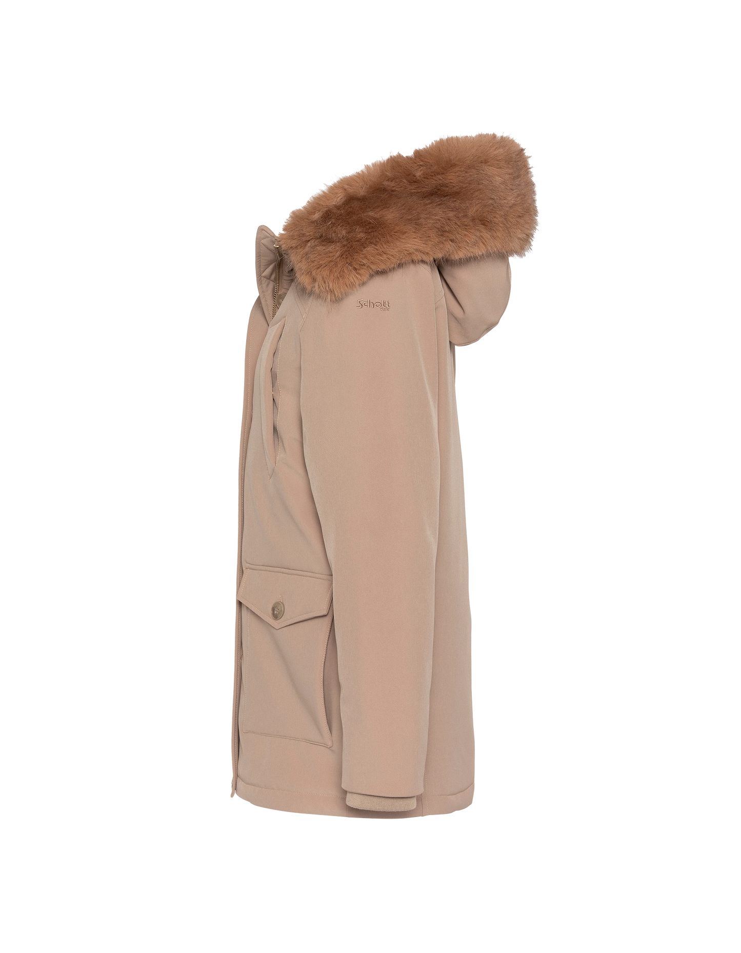 Parka beige repelente al agua con capucha