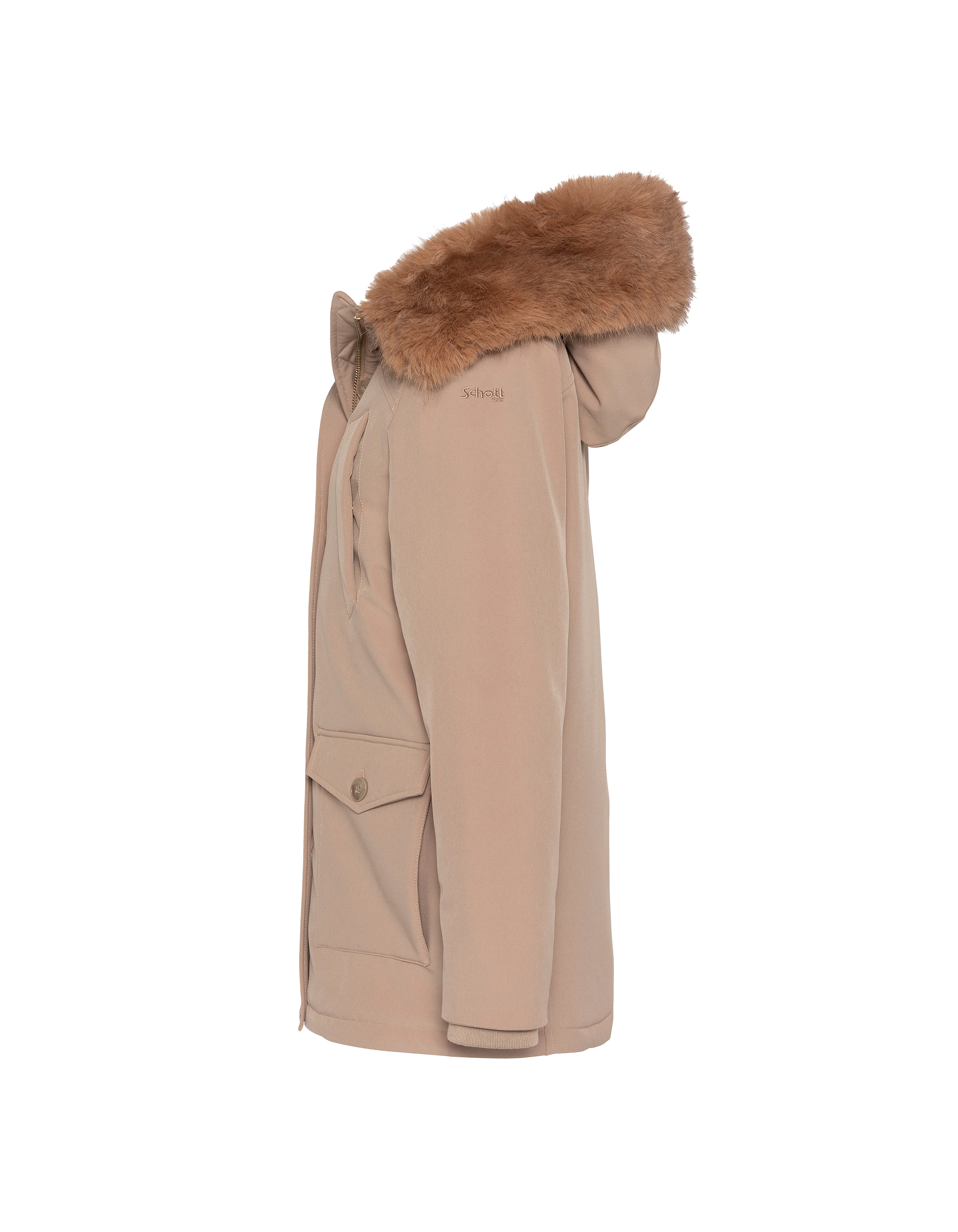 Parka beige repelente al agua con capucha-4