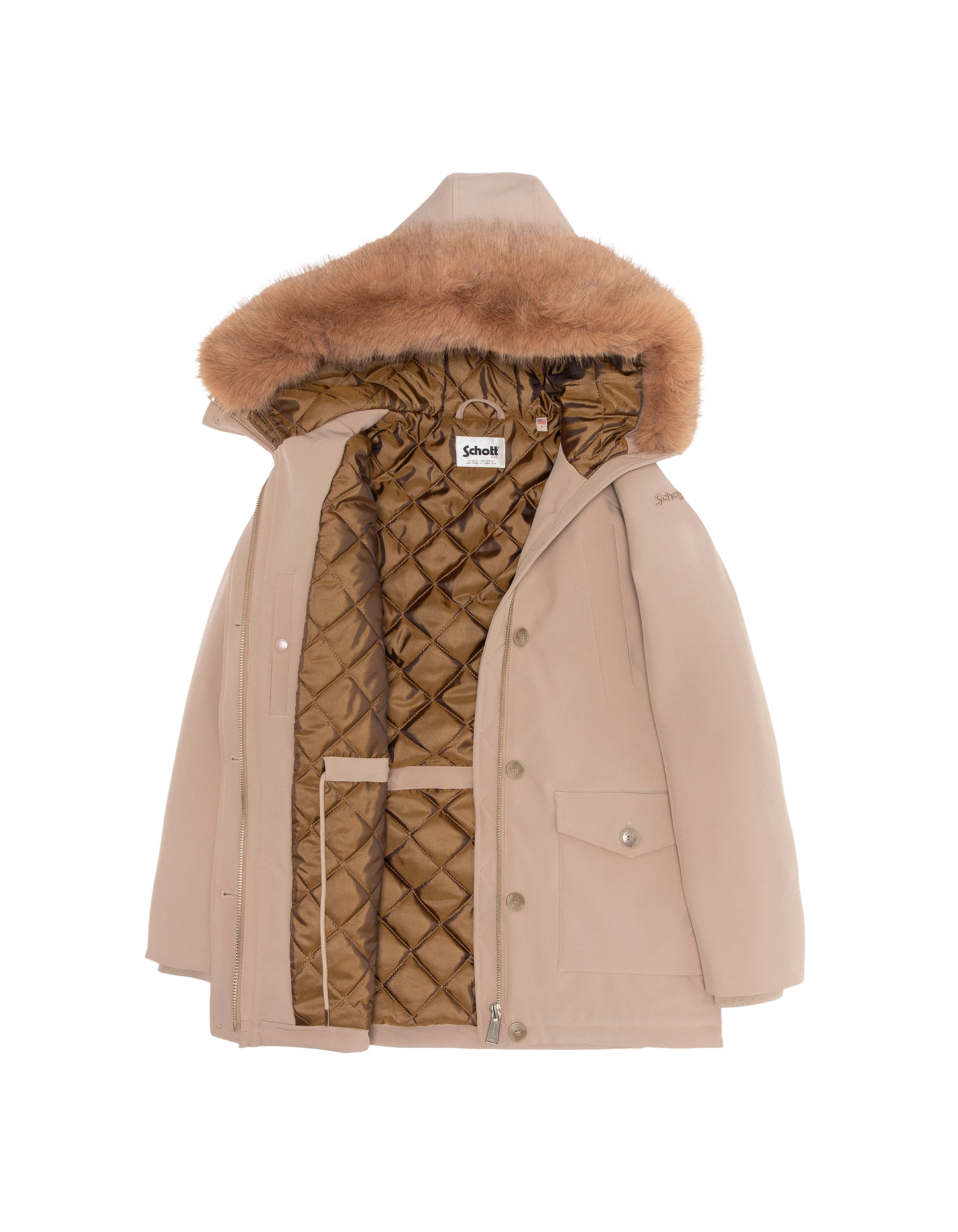 Parka beige repelente al agua con capucha