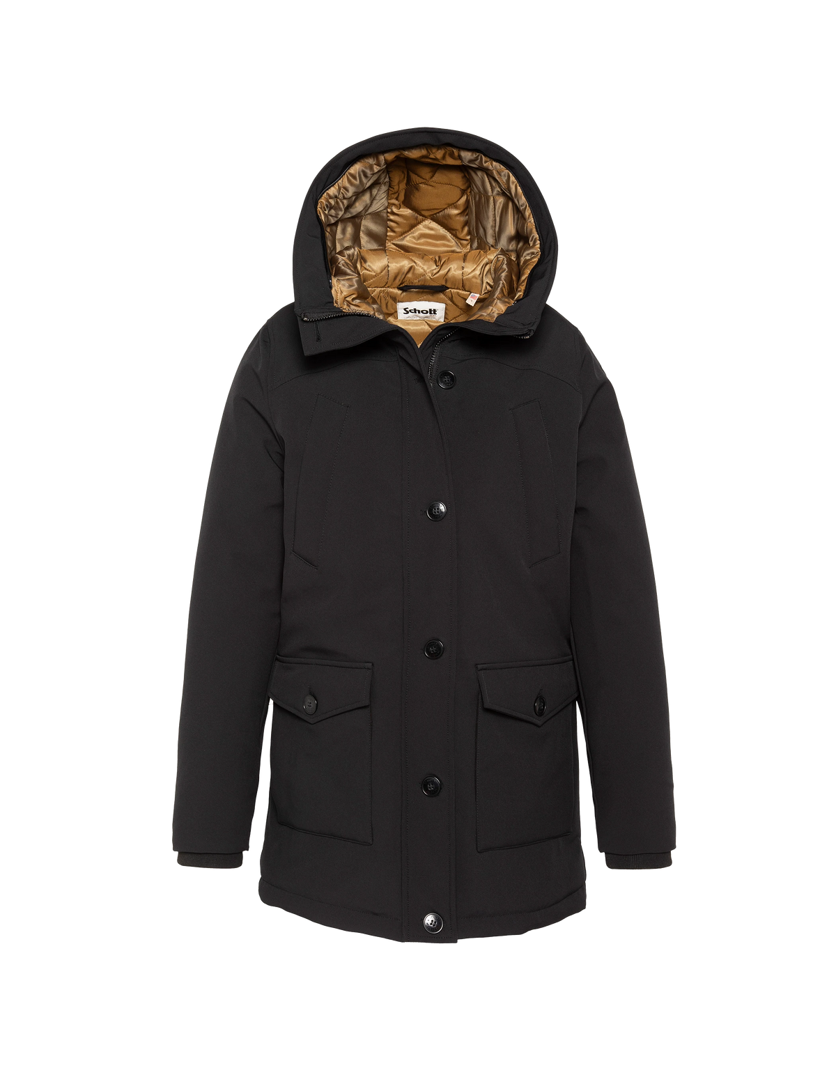 Schwarzer wasserabweisender Parka mit Kapuze-7