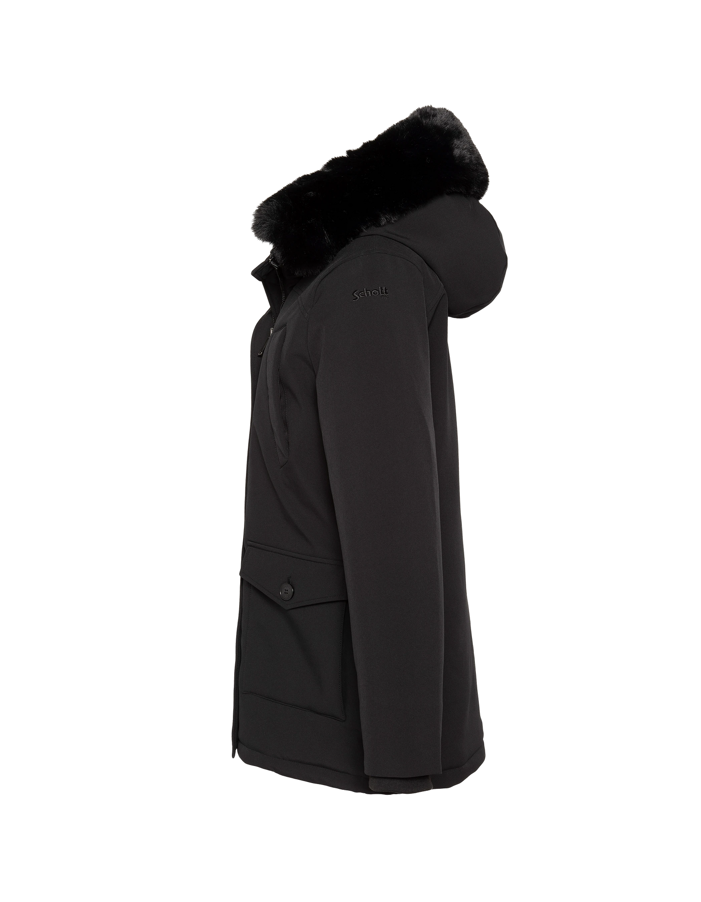 Schwarzer wasserabweisender Parka mit Kapuze