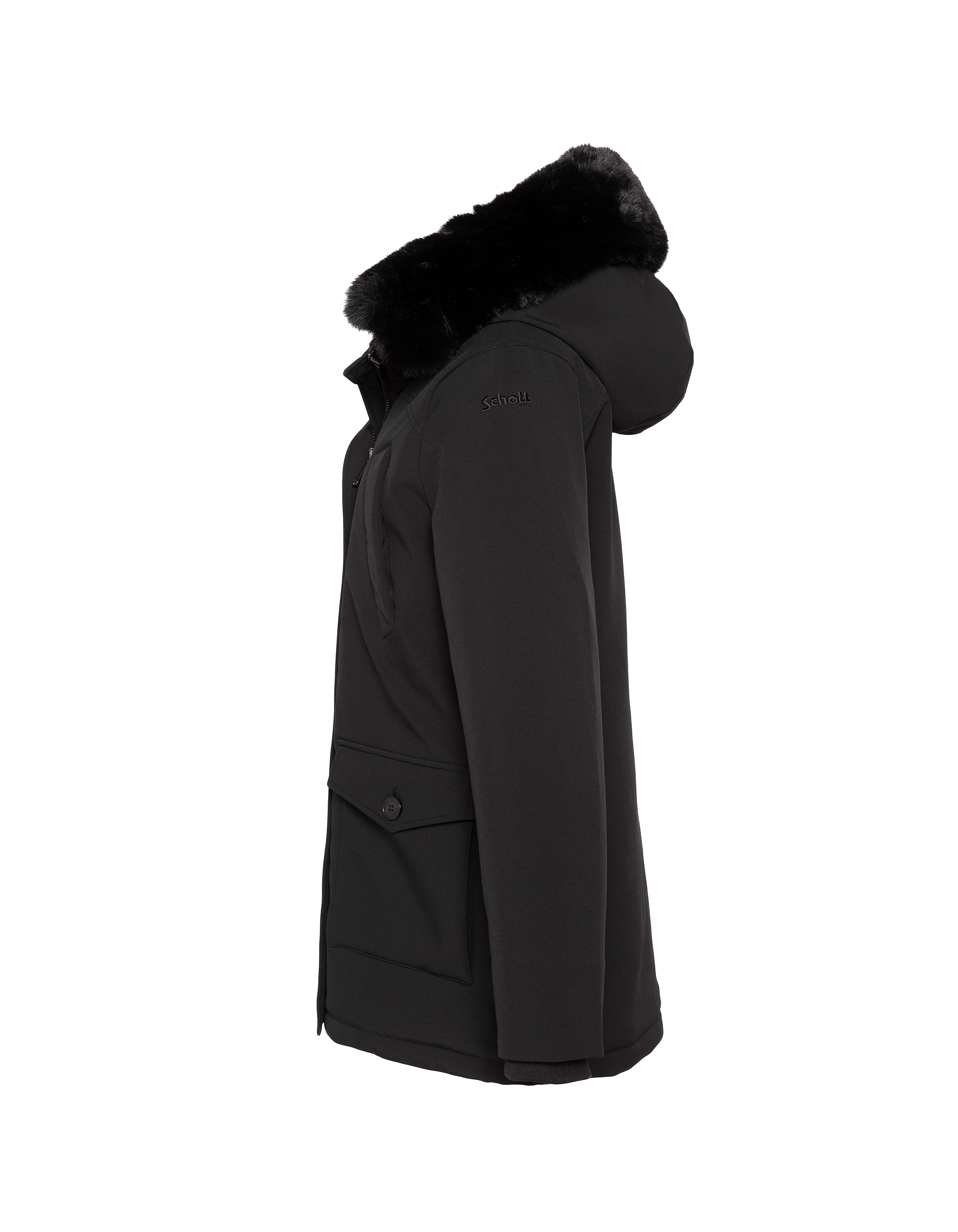 Schwarzer wasserabweisender Parka mit Kapuze-8