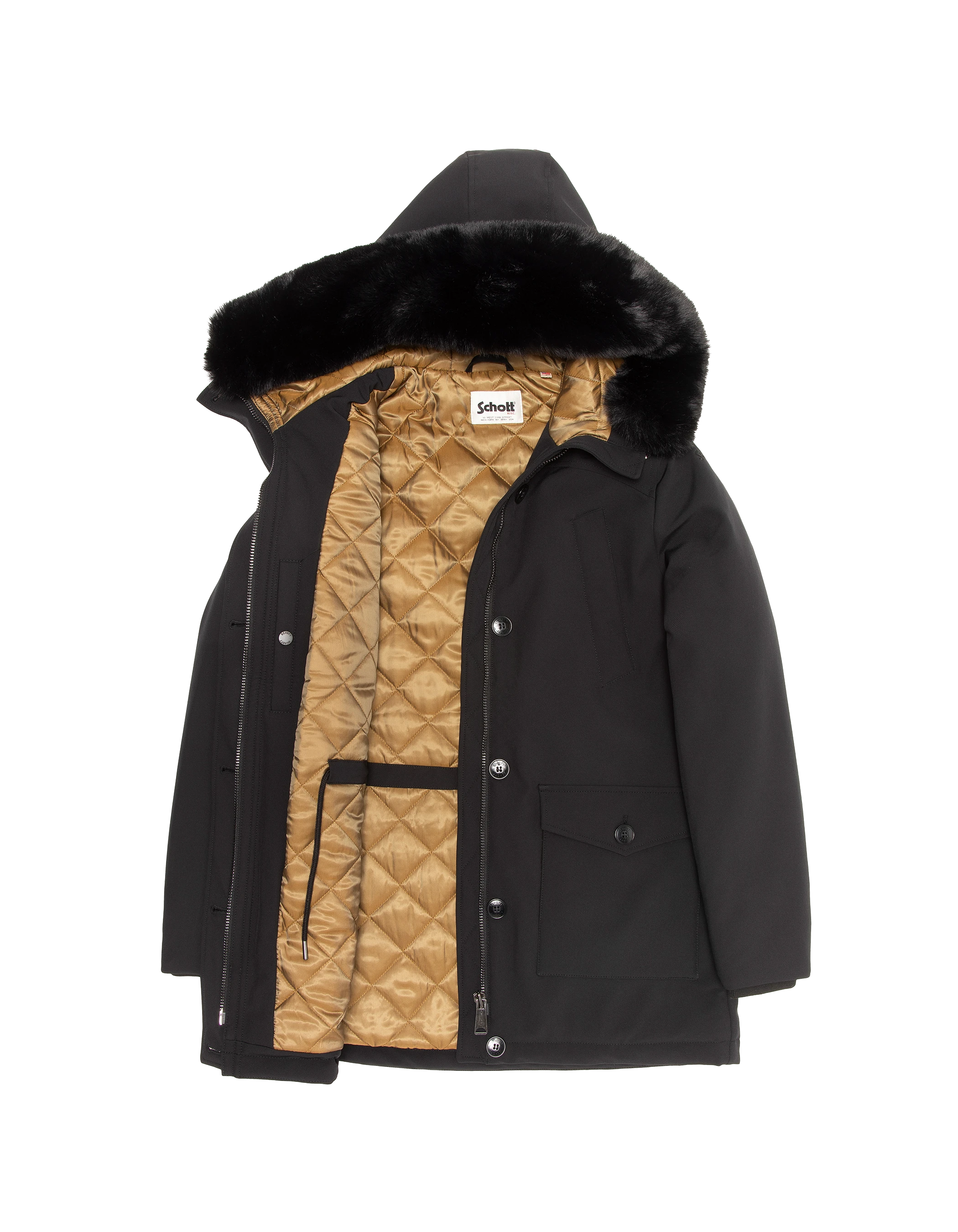 Schwarzer wasserabweisender Parka mit Kapuze-9