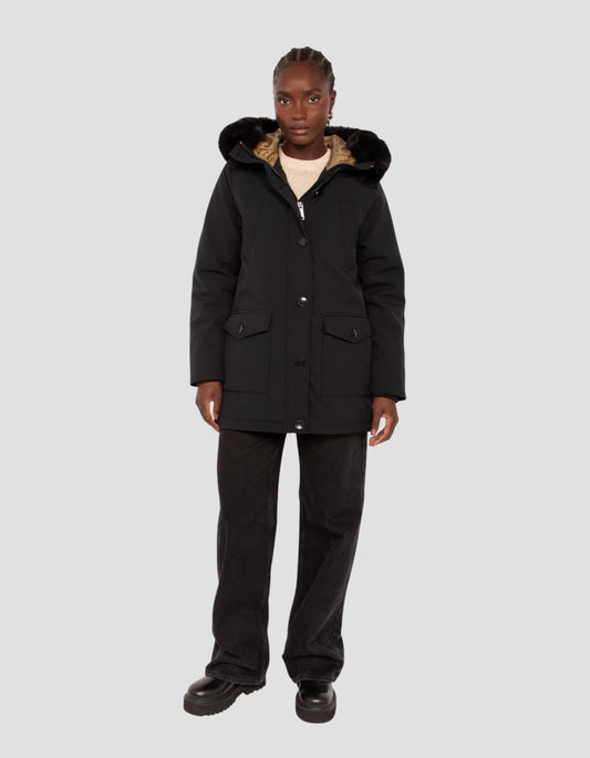 Parka déperlante noire à capuche