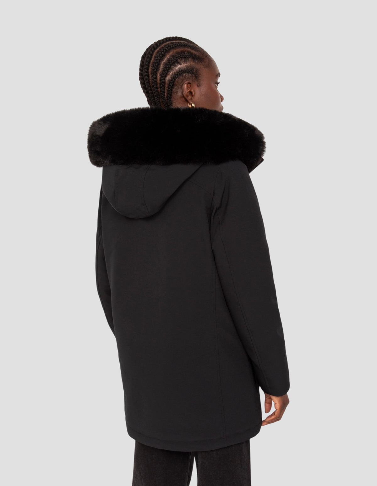 Schwarzer wasserabweisender Parka mit Kapuze