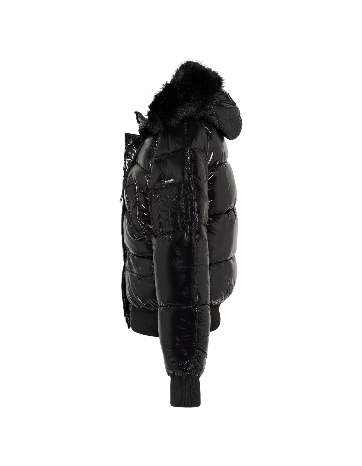 Blouson shiny à capuche noir-6