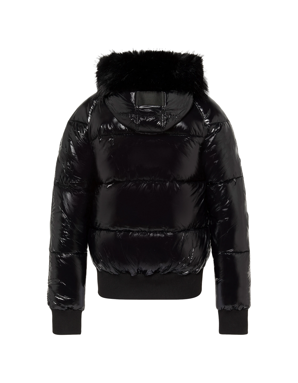 Blouson shiny à capuche noir