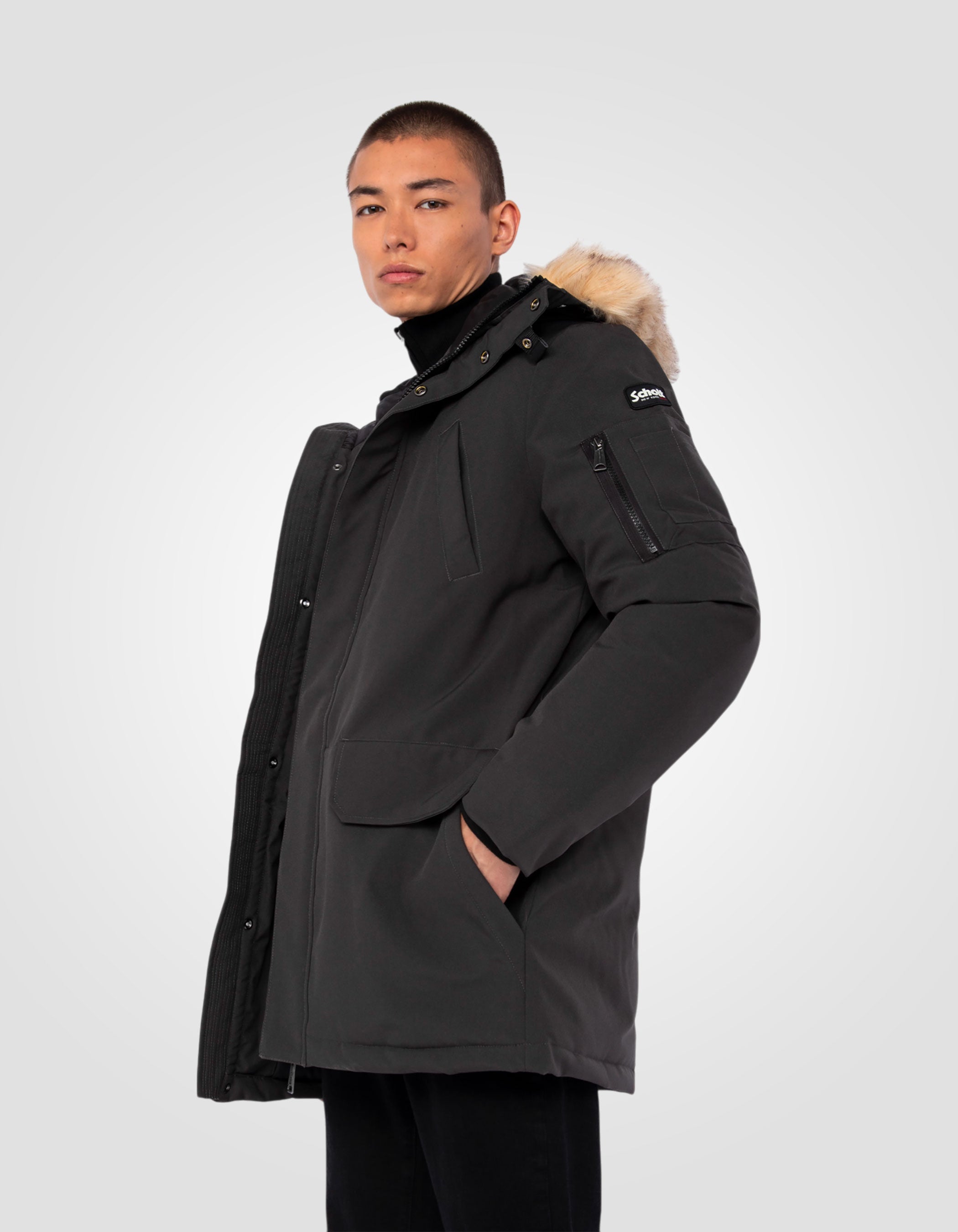 Parka d'hiver anthracite à capuche-3
