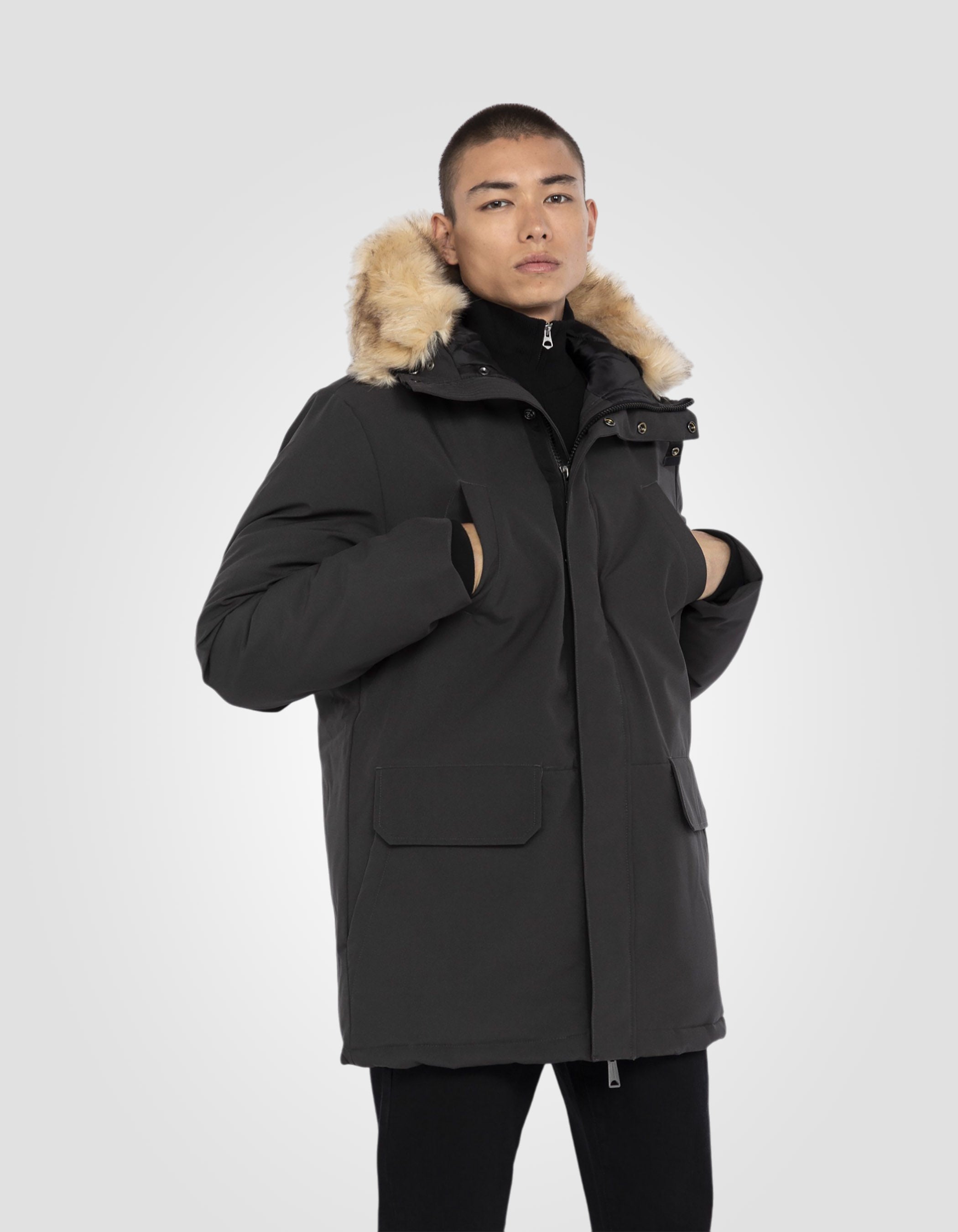 Parka d'hiver anthracite à capuche-4