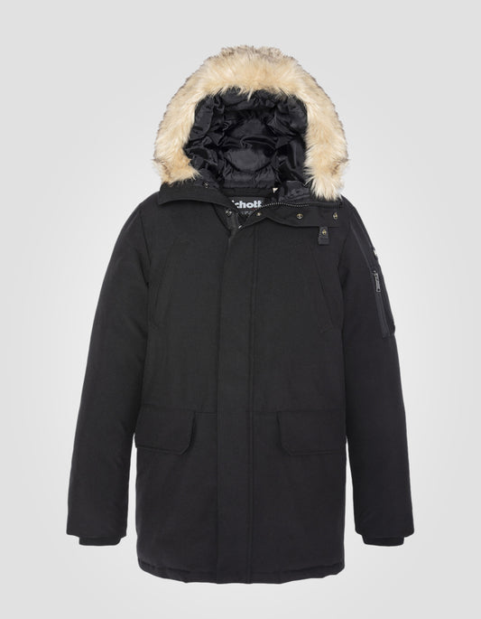Schwarzer Winterparka mit Kapuze