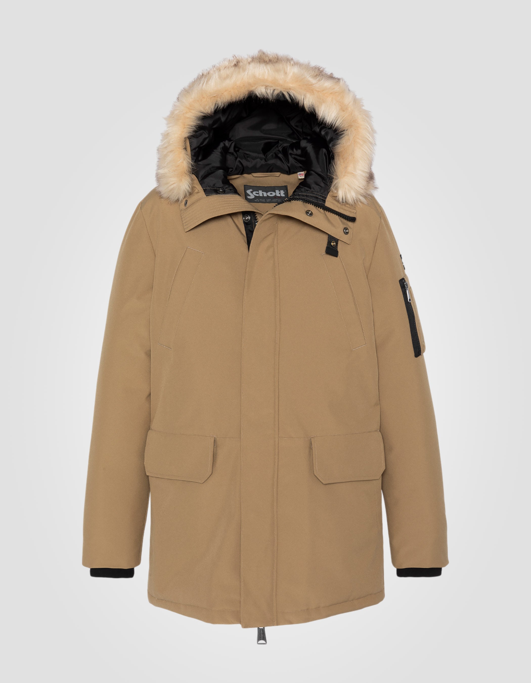 Parka d'hiver beige foncé à capuche-2