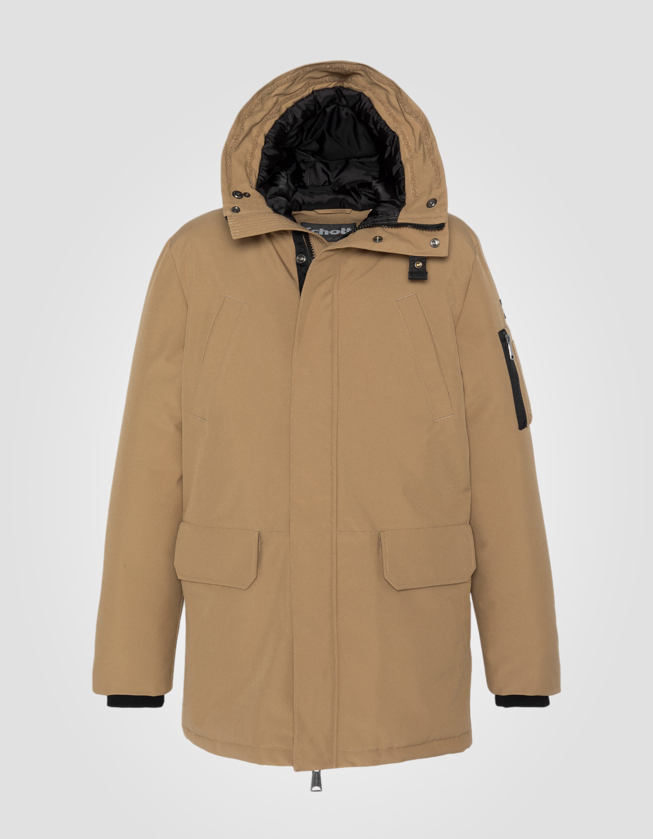 Parka d'hiver beige foncé à capuche-7