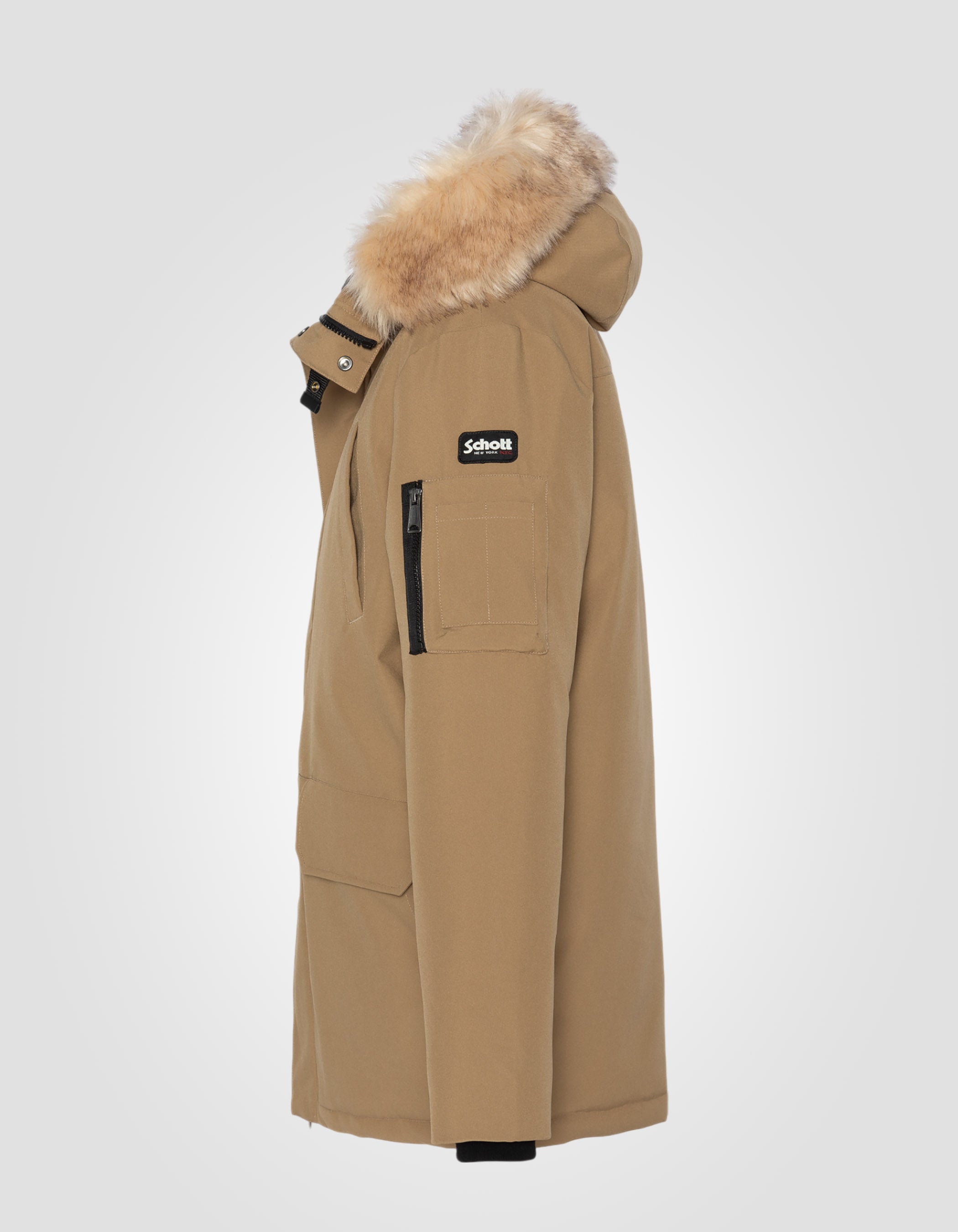 Parka d'hiver beige foncé à capuche-8