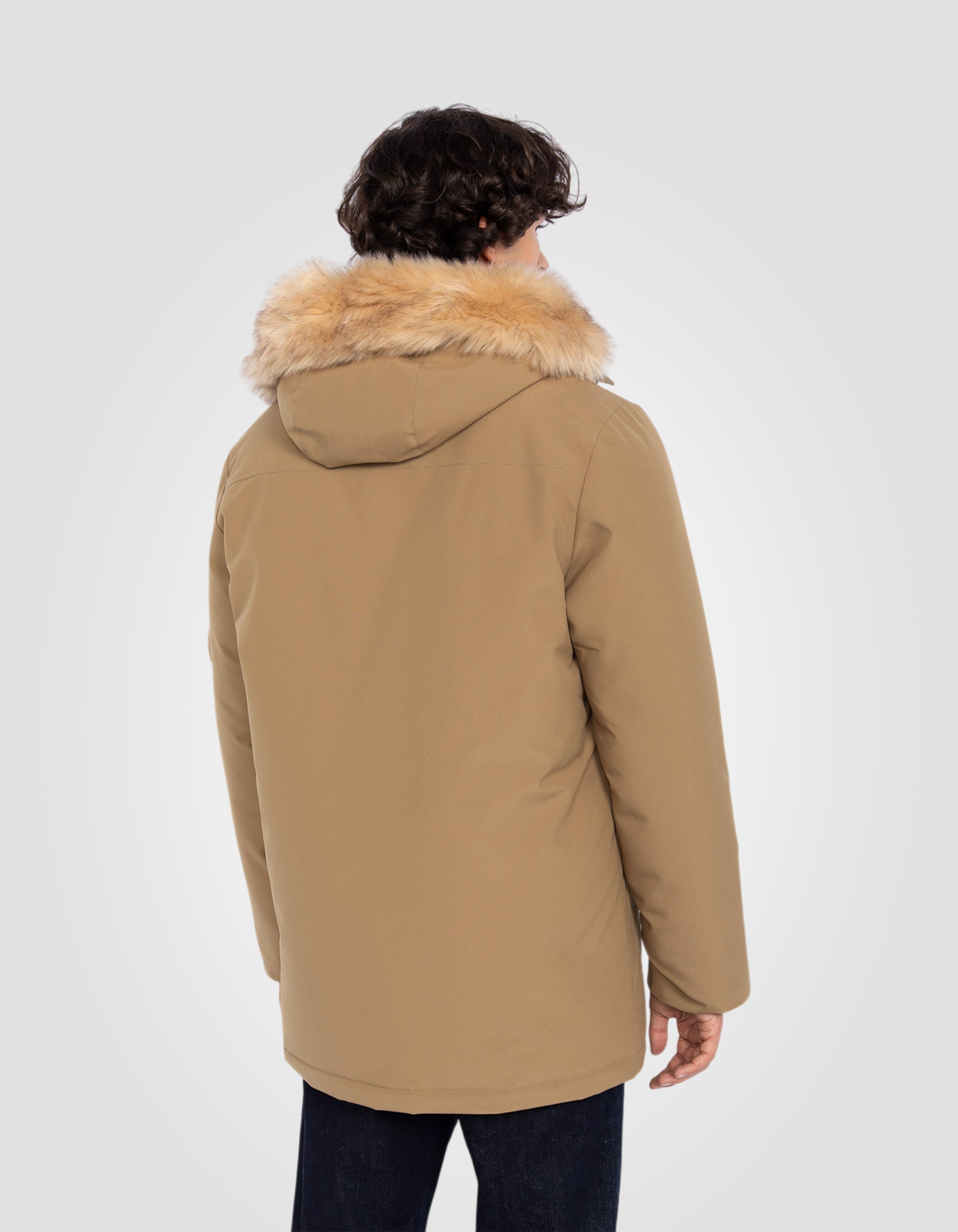 Parka d'hiver beige foncé à capuche-6