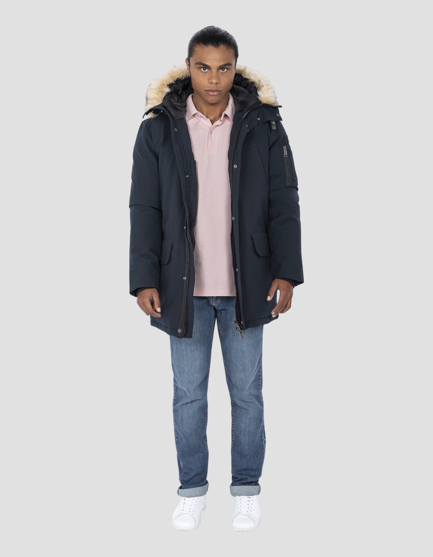 Parka blu navy con cappuccio