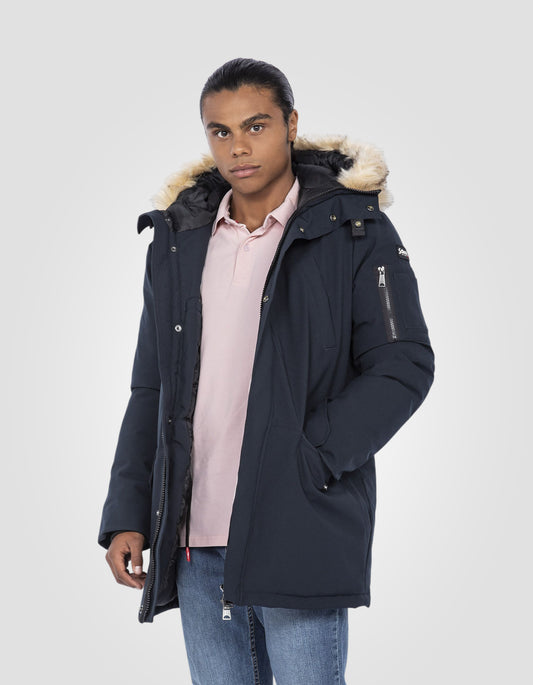 Parka blu navy con cappuccio