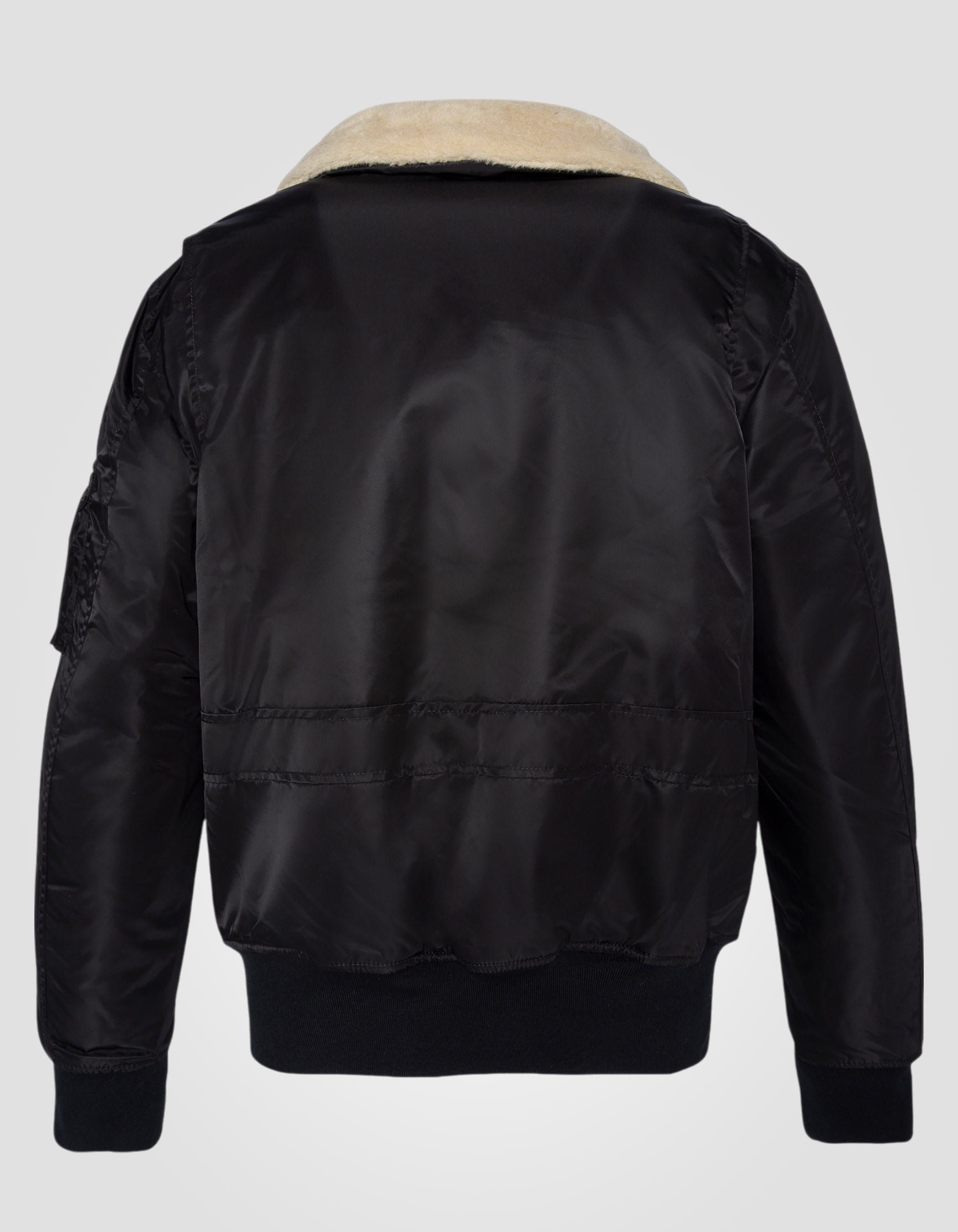 Bombardero piloto negro y beige en nylon reciclado-8