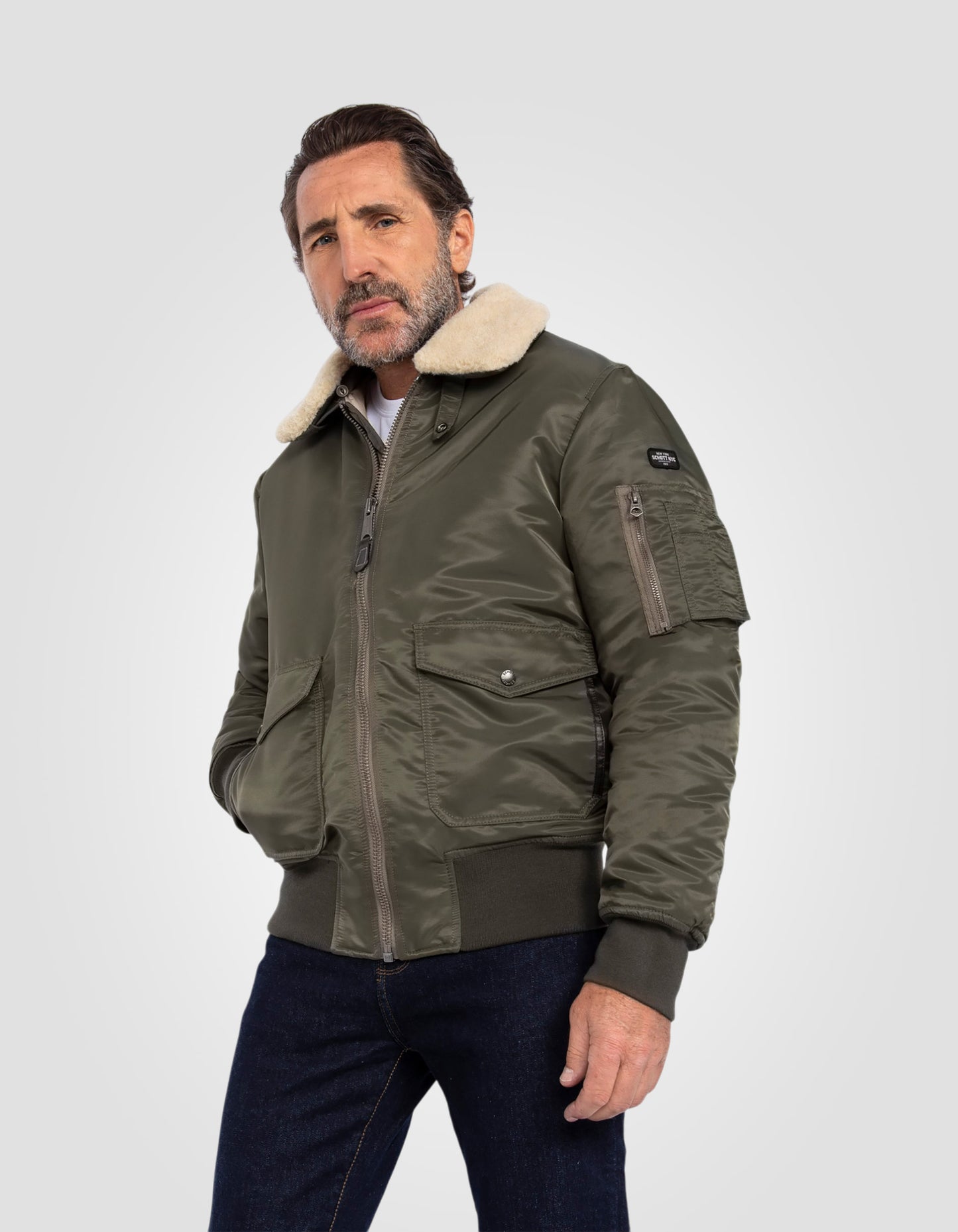 Khaki und beige Pilot in recyceltem Nylon