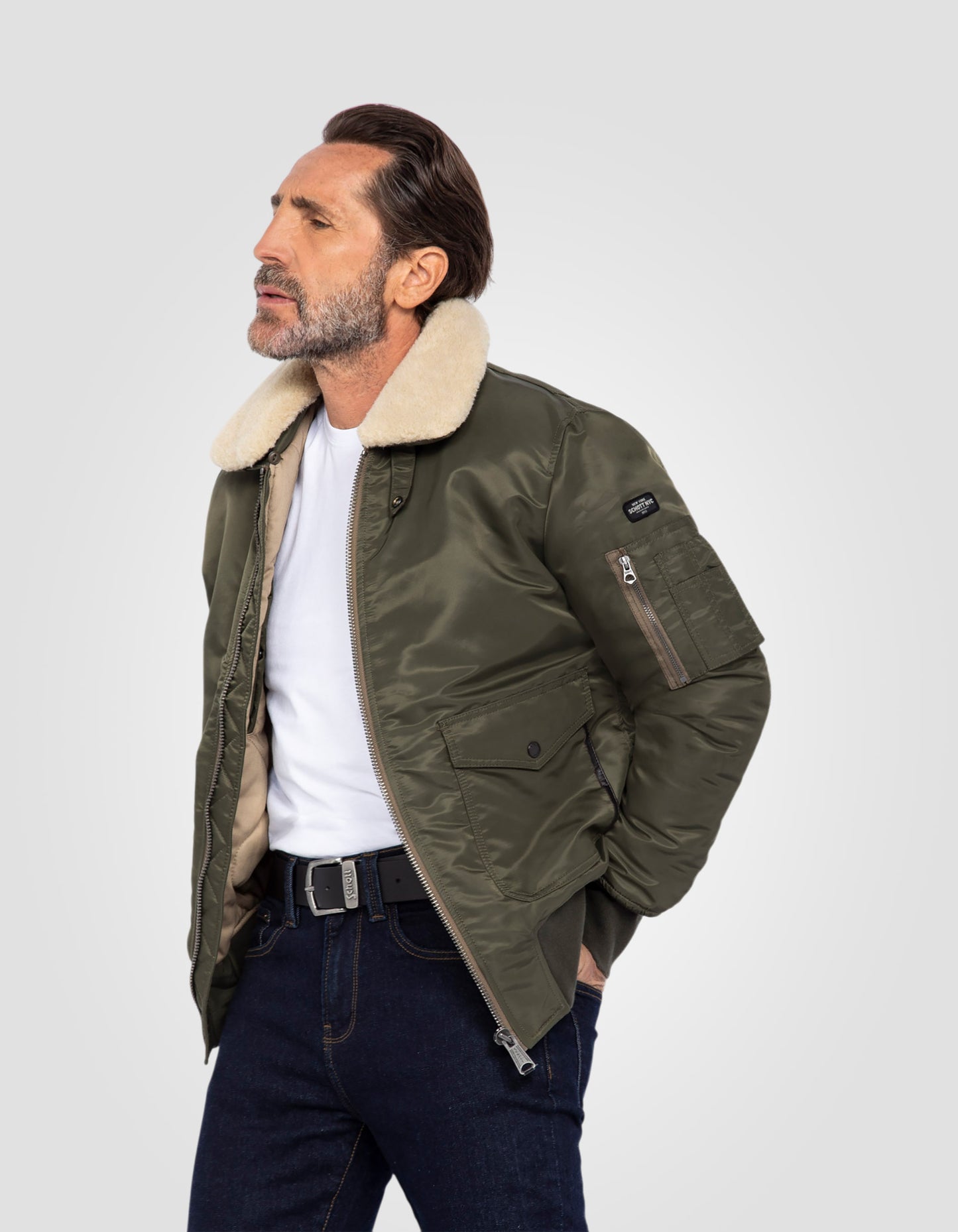 Khaki und beige Pilot in recyceltem Nylon