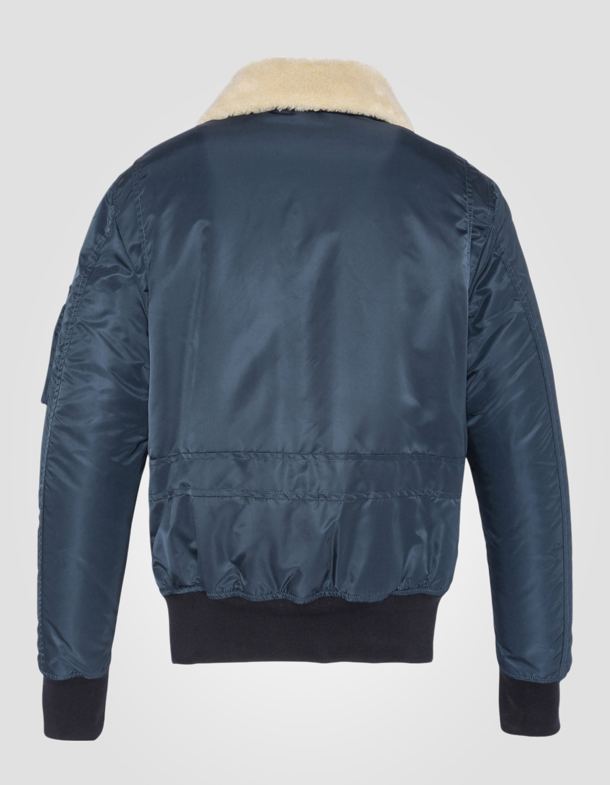 Bomber pilote bleu marine et beige en nylon recyclé-8