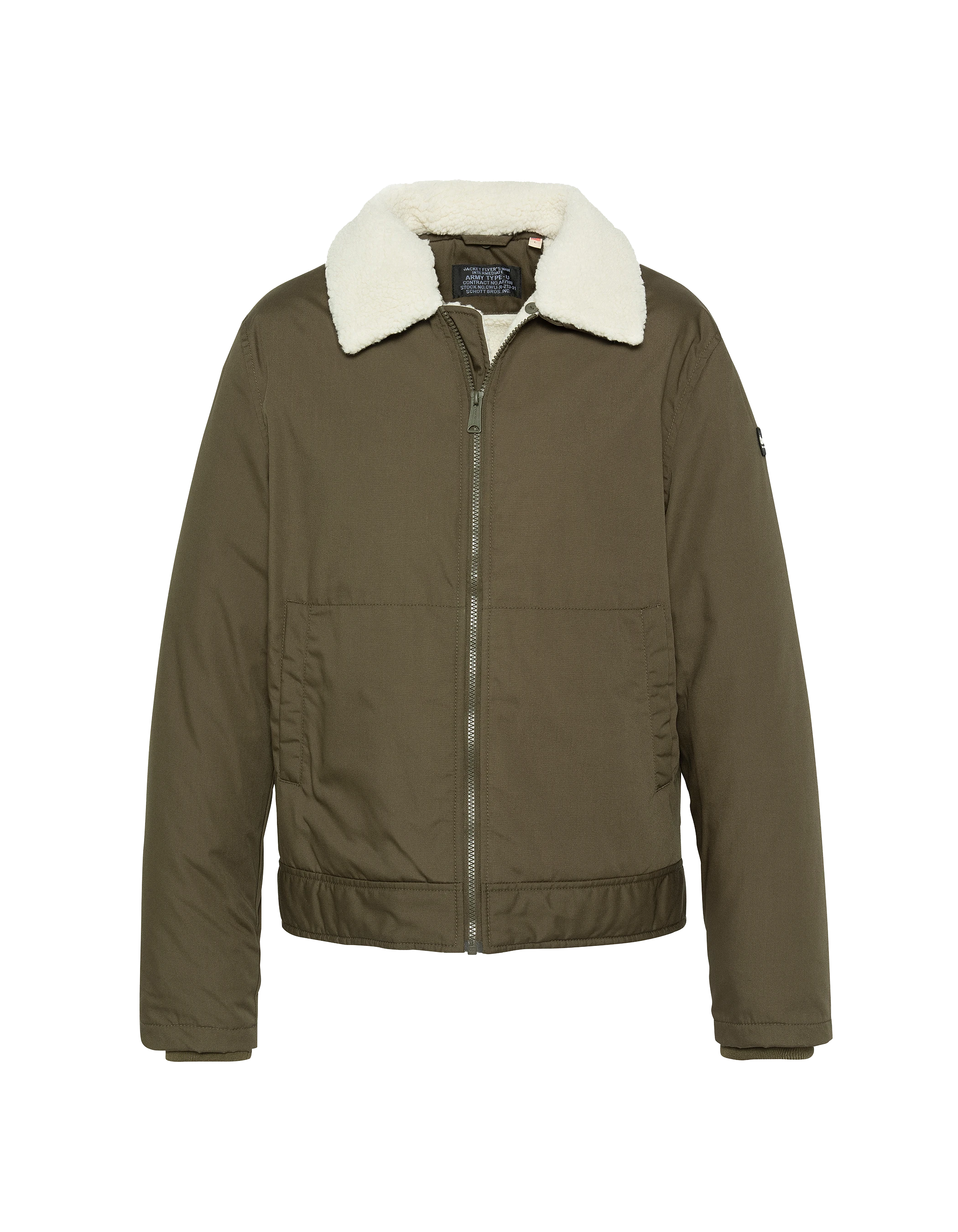 Blouson kaki avec col sherpa amovible-1