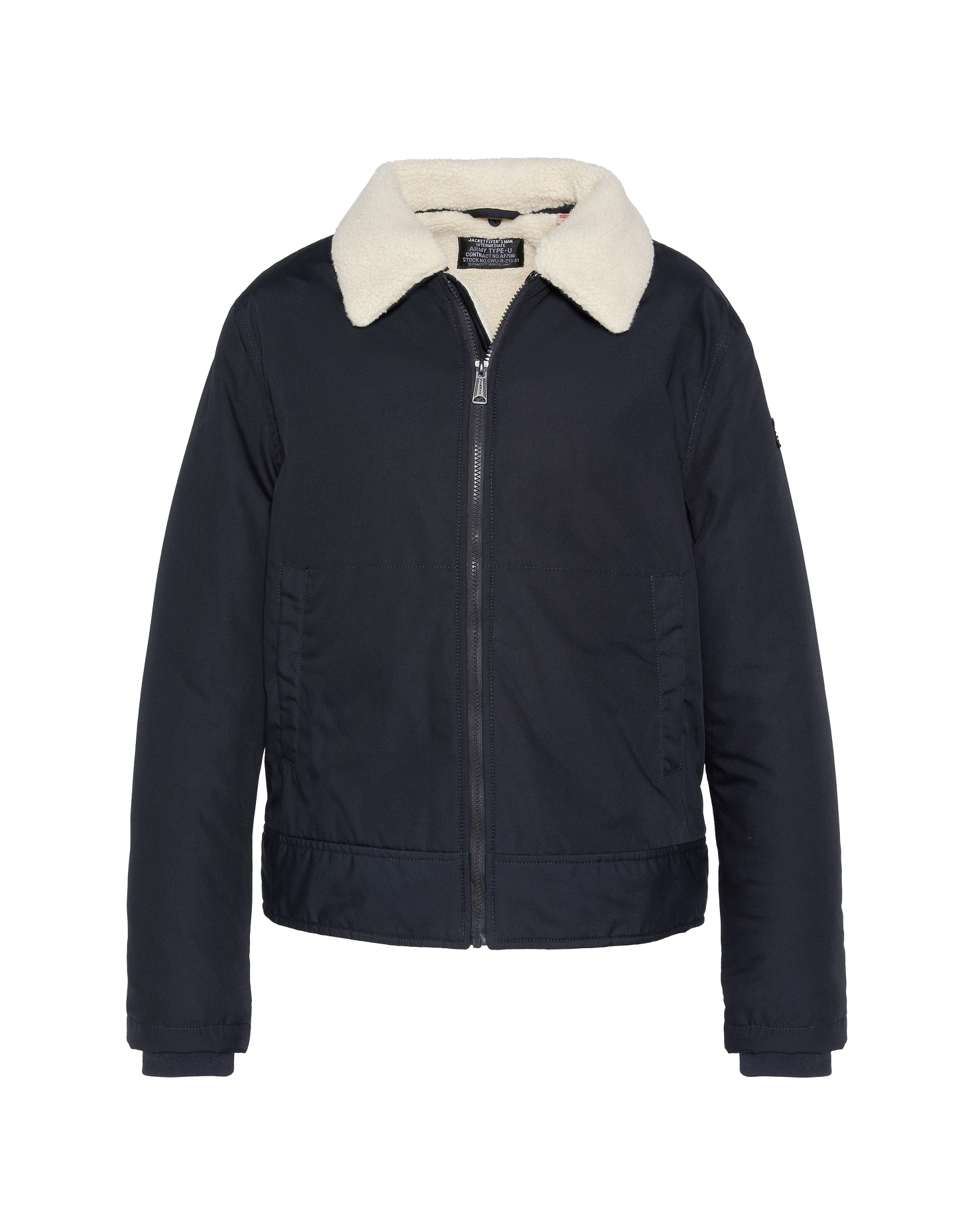Blouson bleu marine avec col sherpa amovible