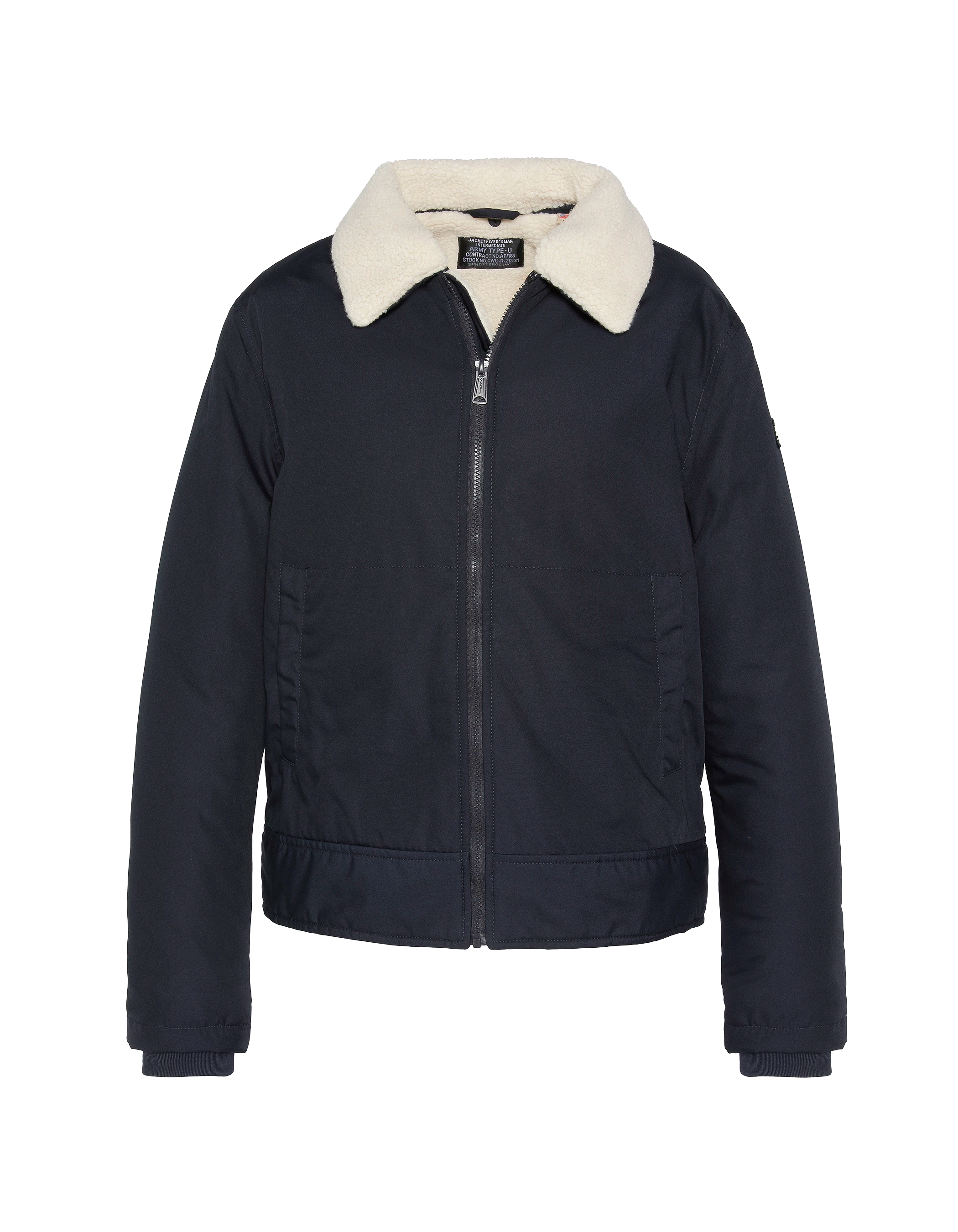 Blouson bleu marine avec col sherpa amovible-2