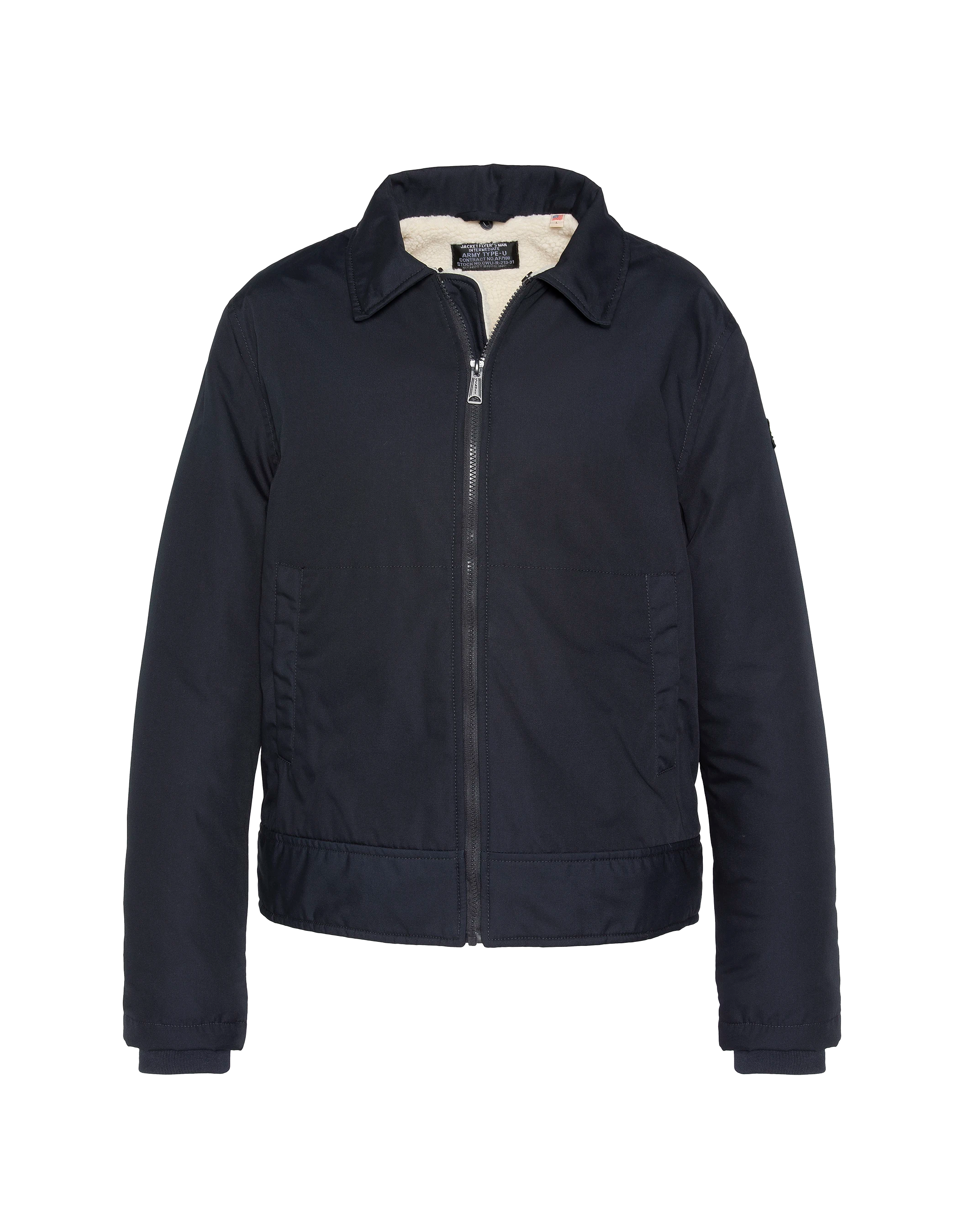 Blouson bleu marine avec col sherpa amovible-5