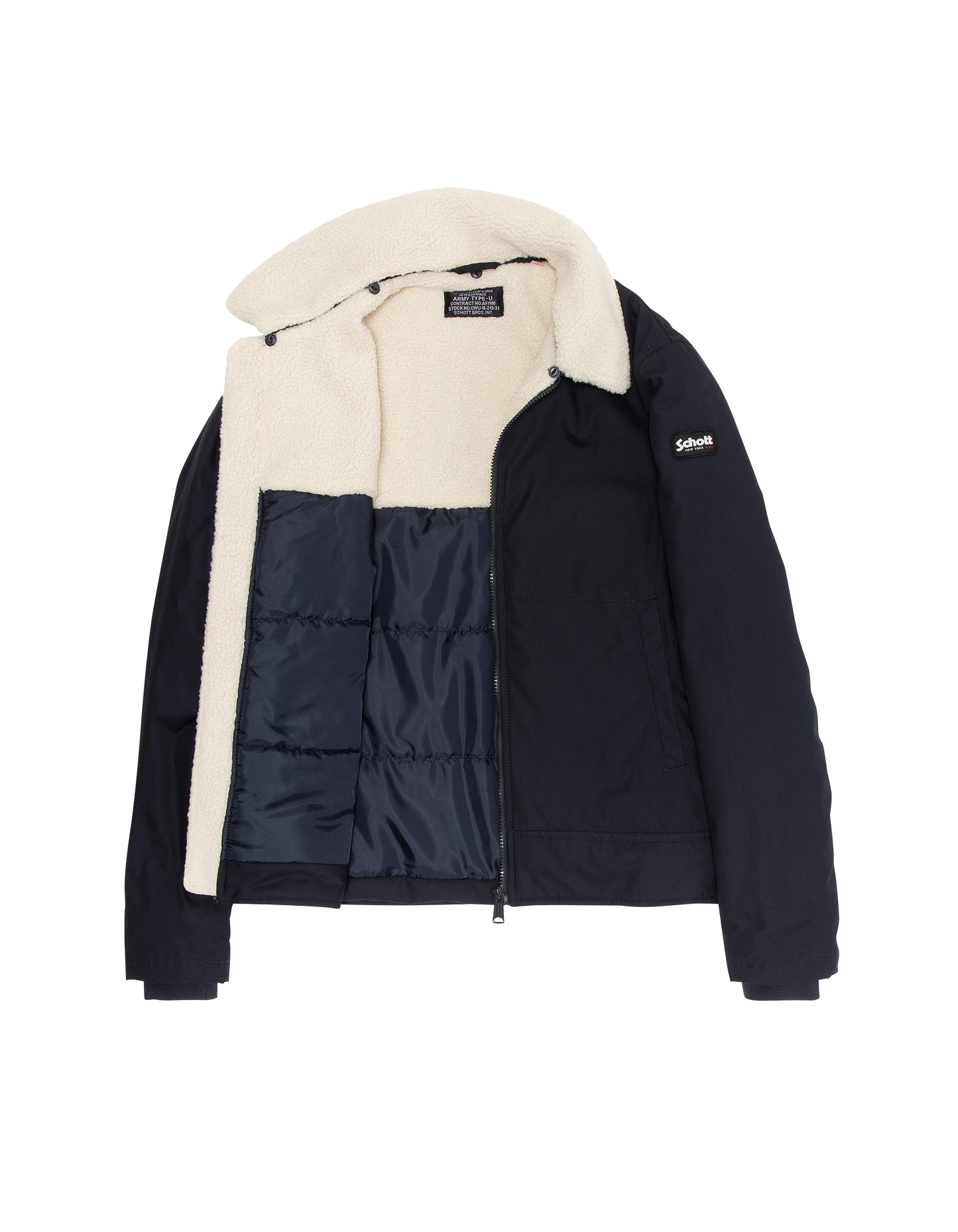 Blouson bleu marine avec col sherpa amovible