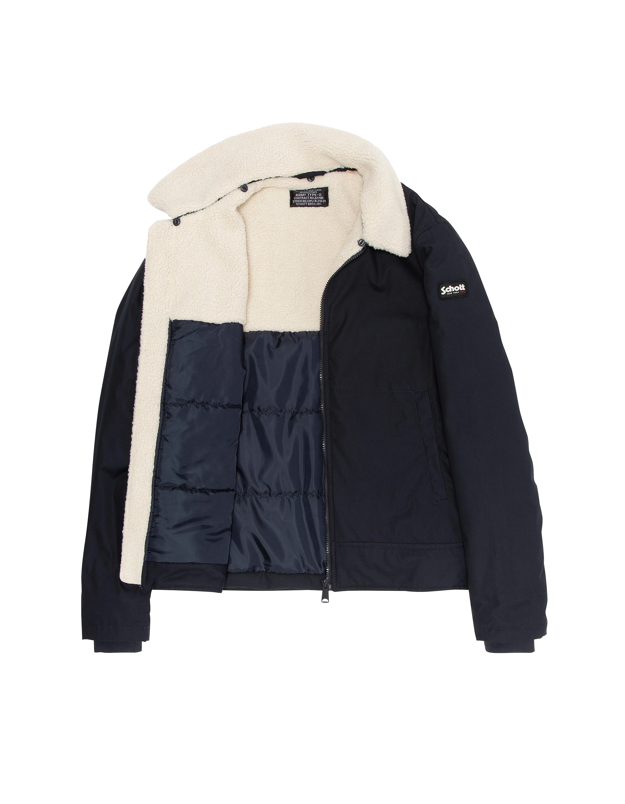 Blouson bleu marine avec col sherpa amovible-6