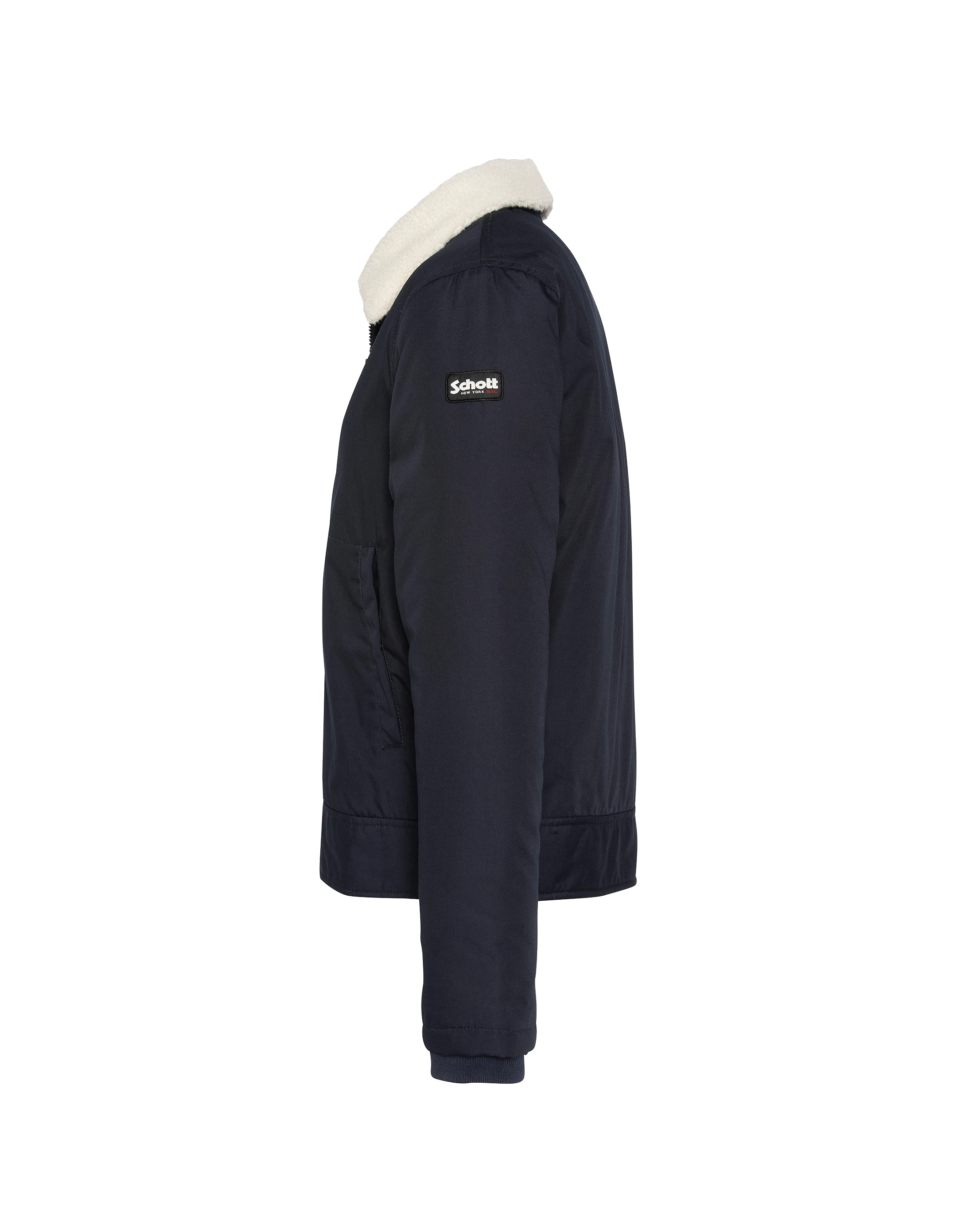 Blouson bleu marine avec col sherpa amovible-7