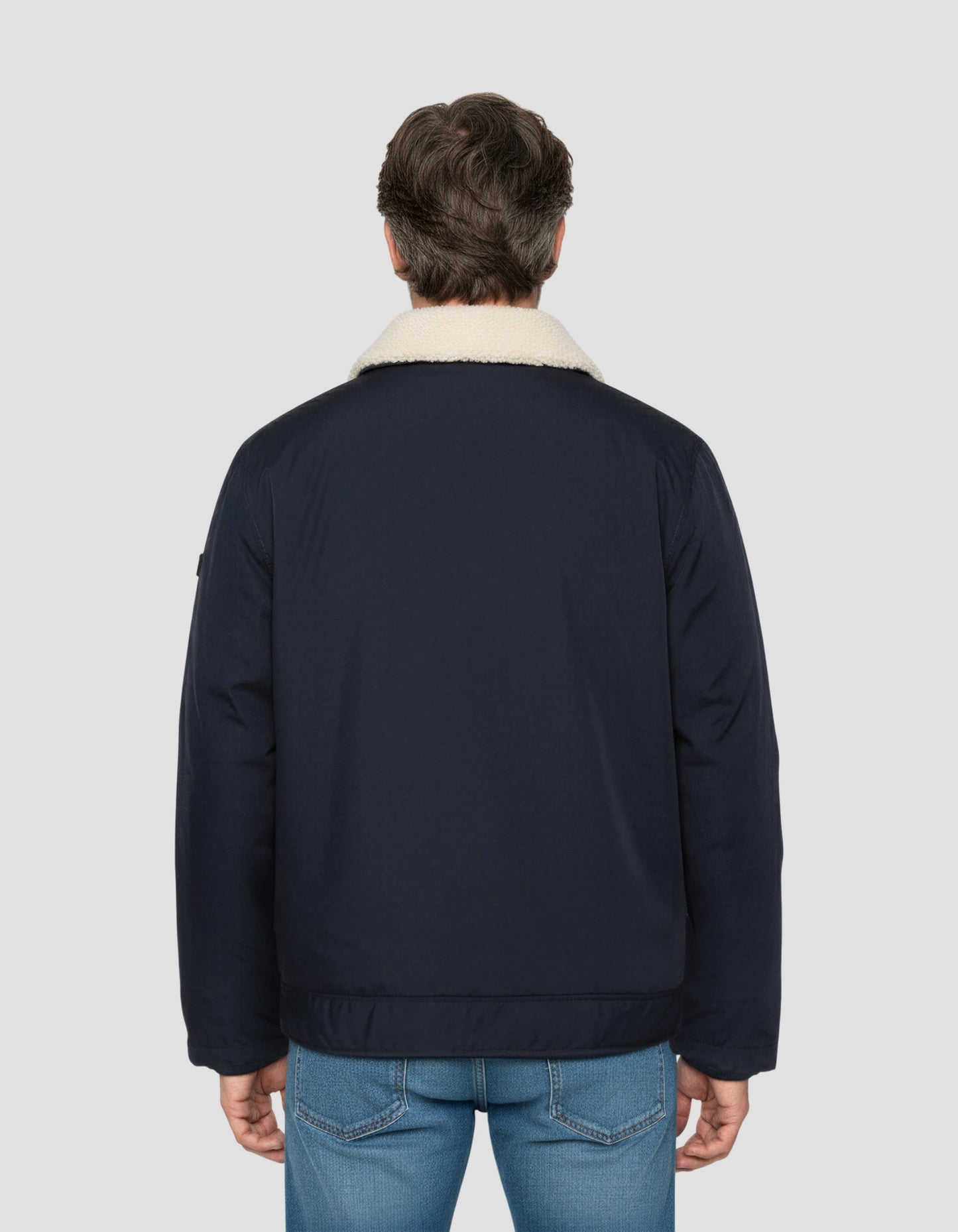 Blouson bleu marine avec col sherpa amovible