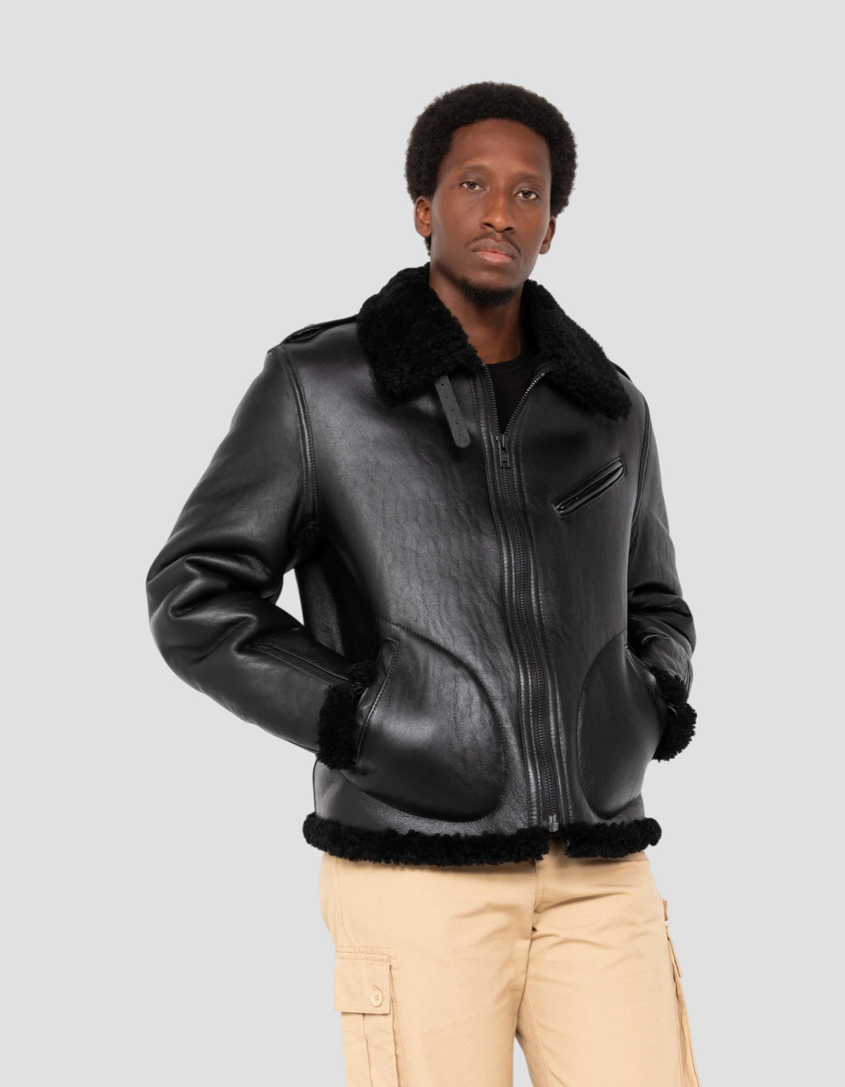 Iconic USA biker jacket, sheepskin-4