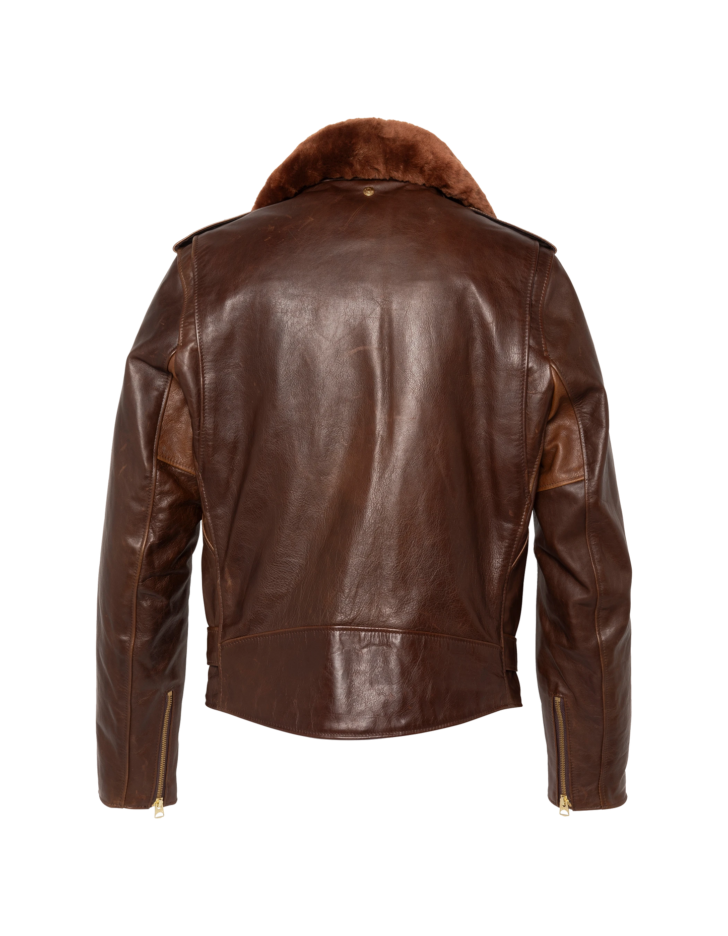Chaqueta Marrón Perfecto® con cuello desmontable, suave piel de caballo Horween