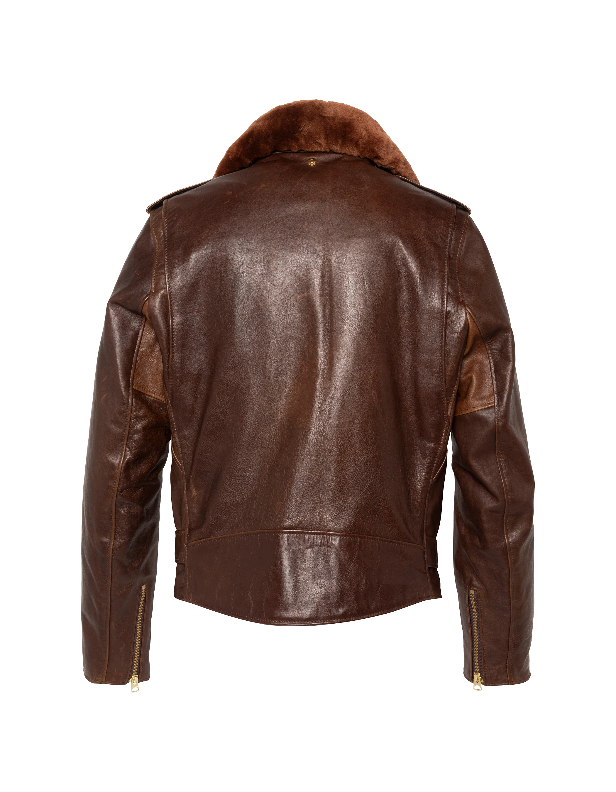 Chaqueta Marrón Perfecto® con cuello desmontable, suave piel de caballo Horween-10