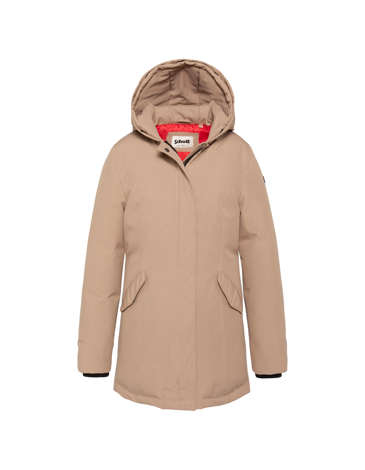 Parka beige con cappuccio e finiture in pelliccia sintetica-3