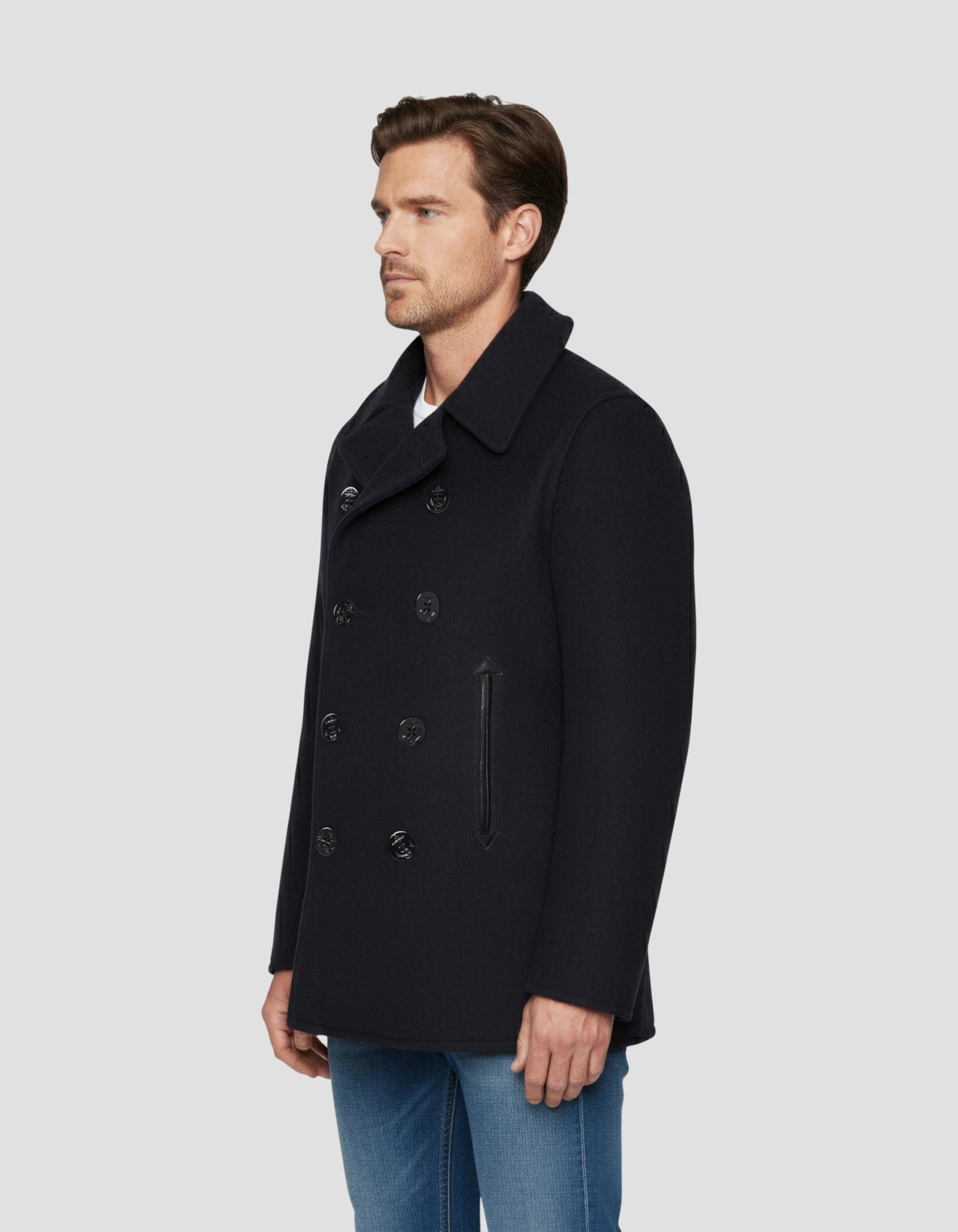 Bancos de la marina oscura en lana-3