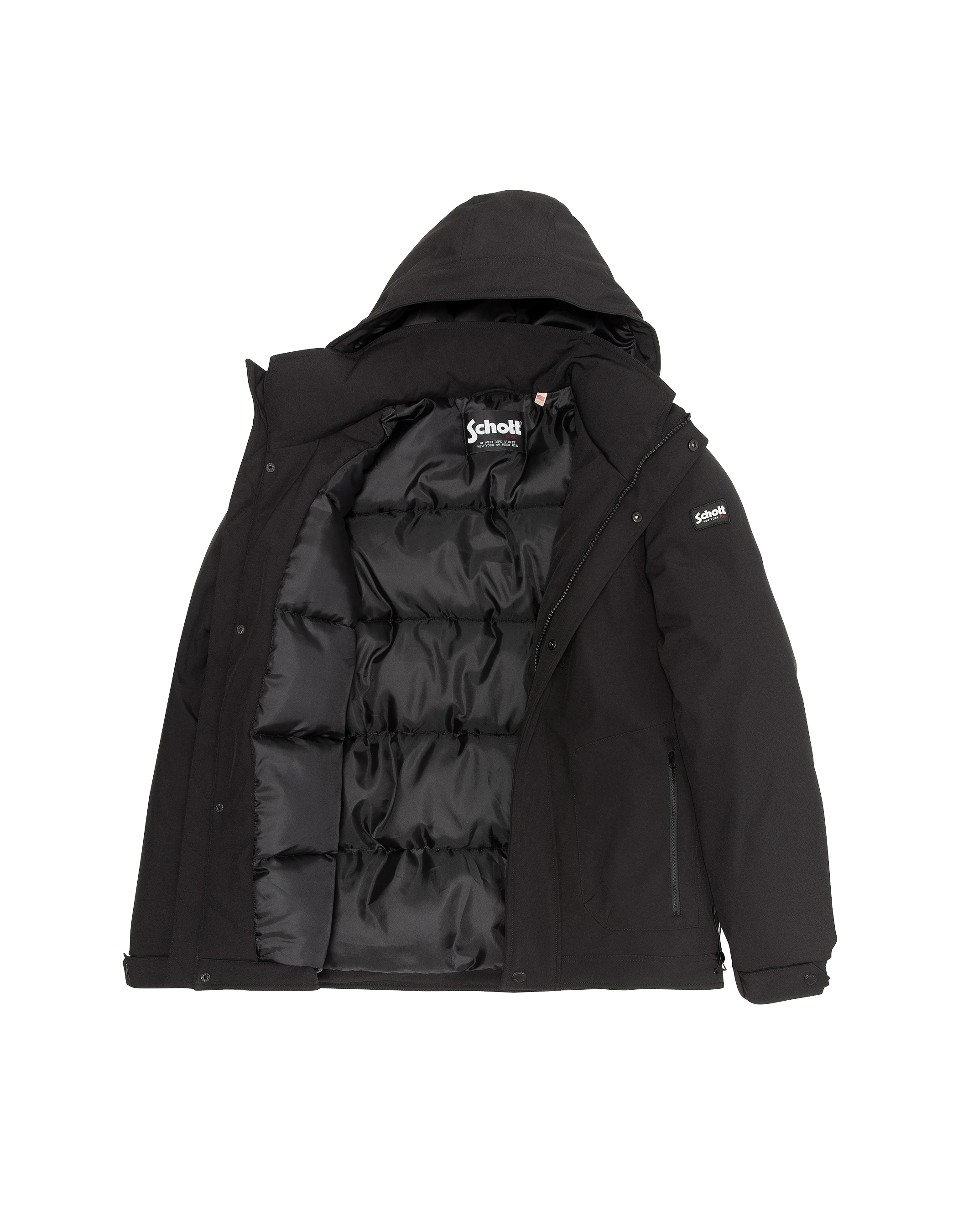 Schwarze Jacke mit Kapuze mit abnehmbarem Plastron-5