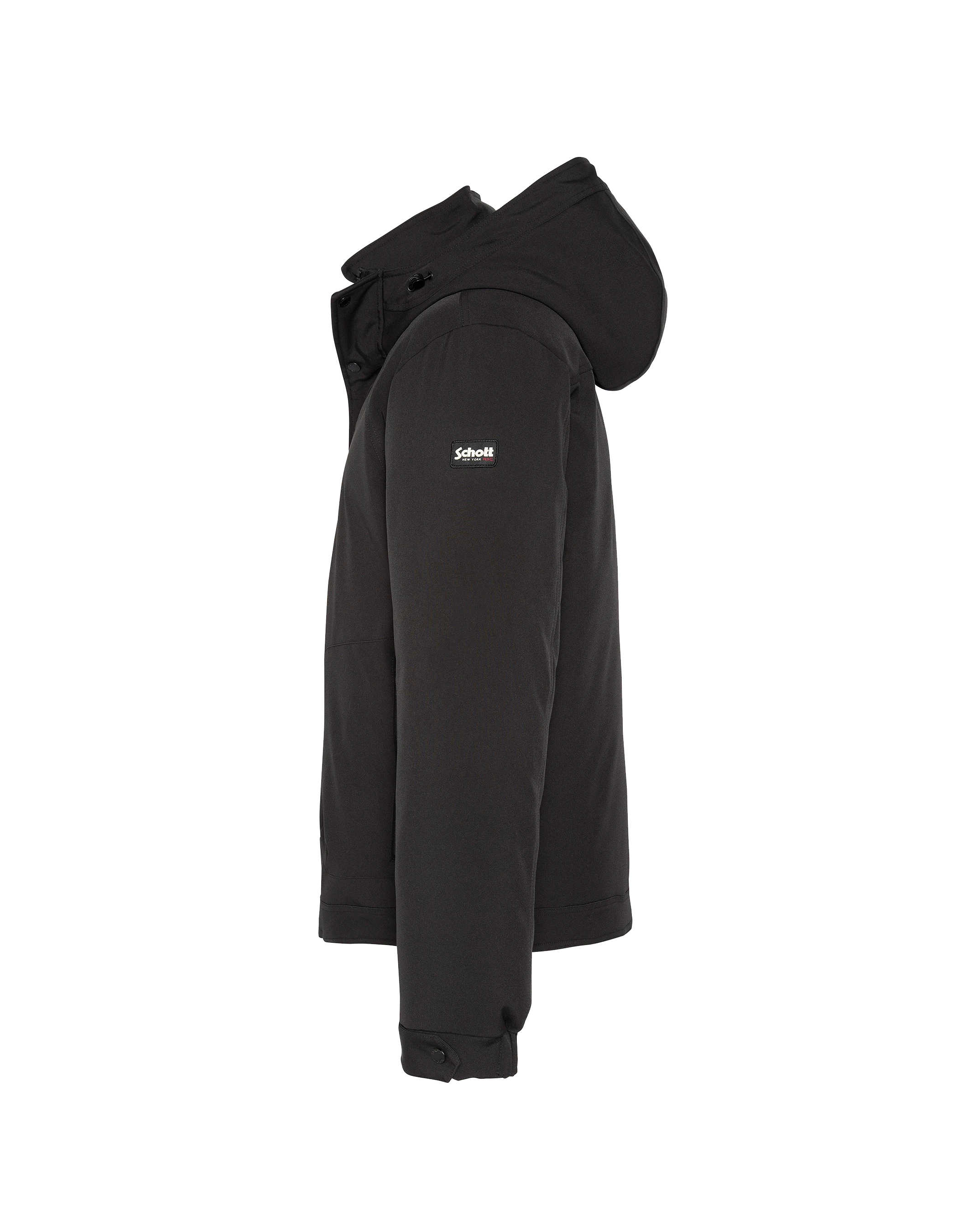 Schwarze Jacke mit Kapuze mit abnehmbarem Plastron-6