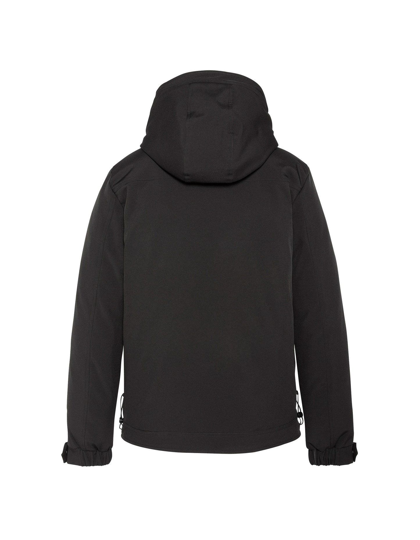 Schwarze Jacke mit Kapuze mit abnehmbarem Plastron