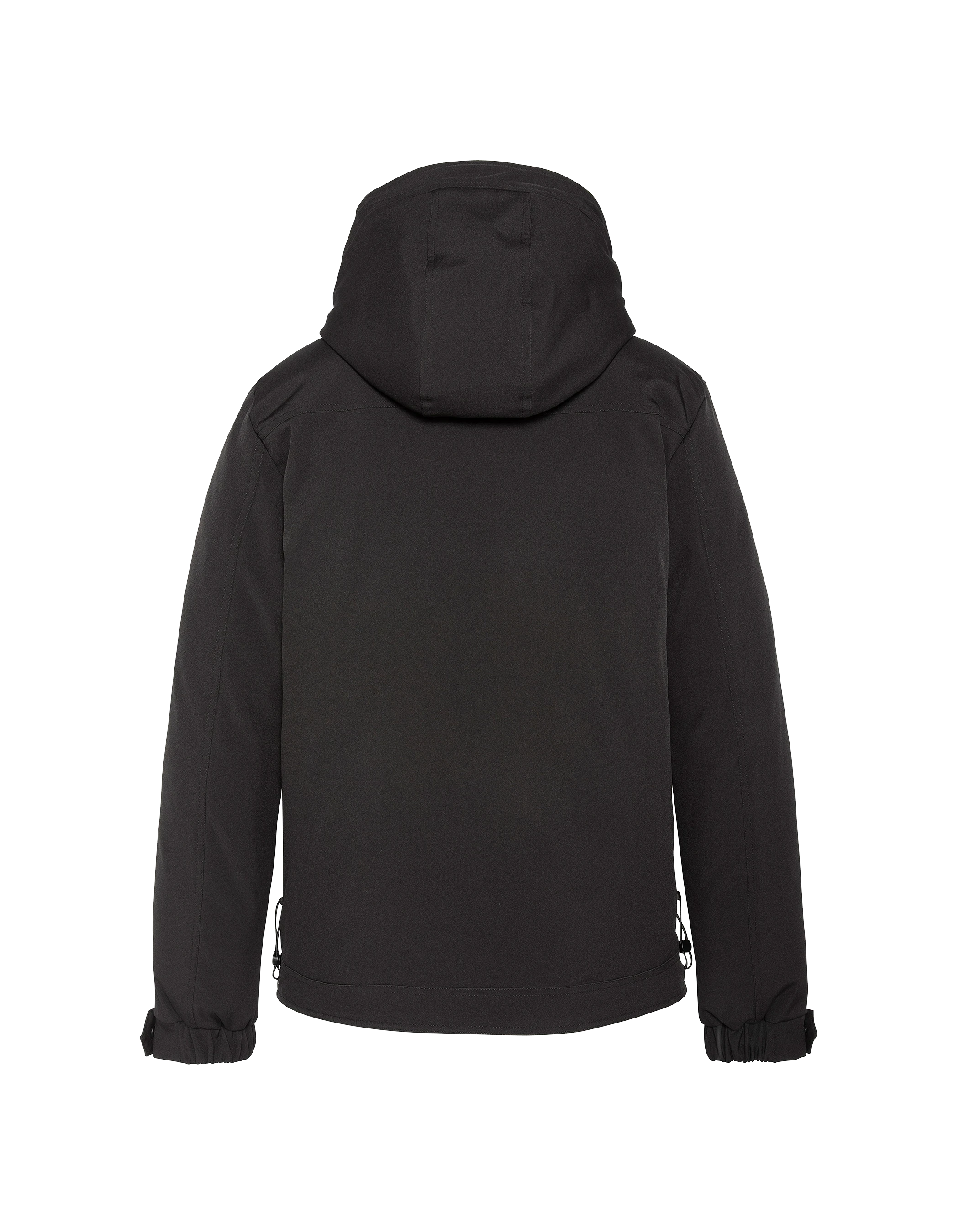 Schwarze Jacke mit Kapuze mit abnehmbarem Plastron-7