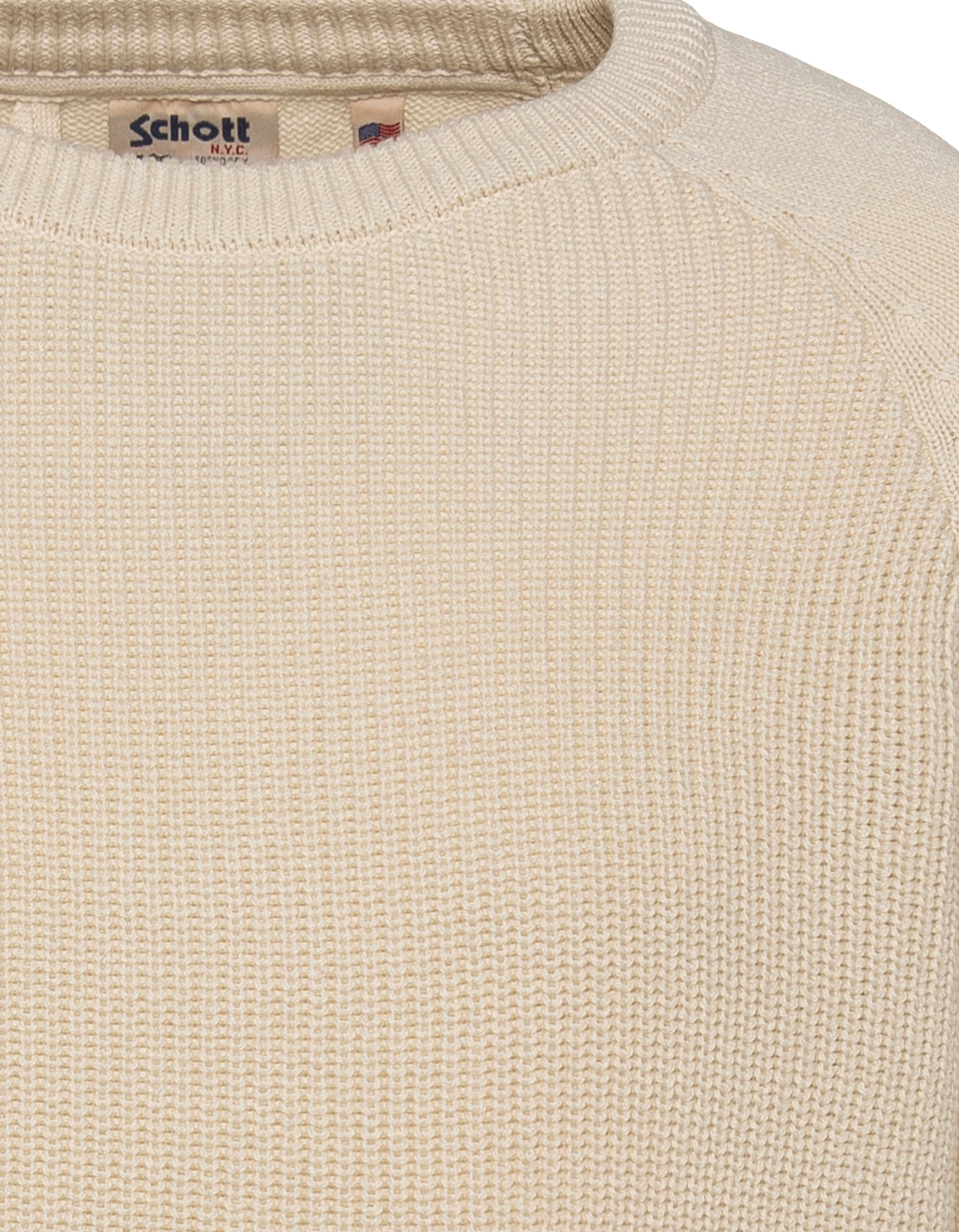 Ecrufarbener Rippstrickpullover mit Rundhalsausschnitt-4