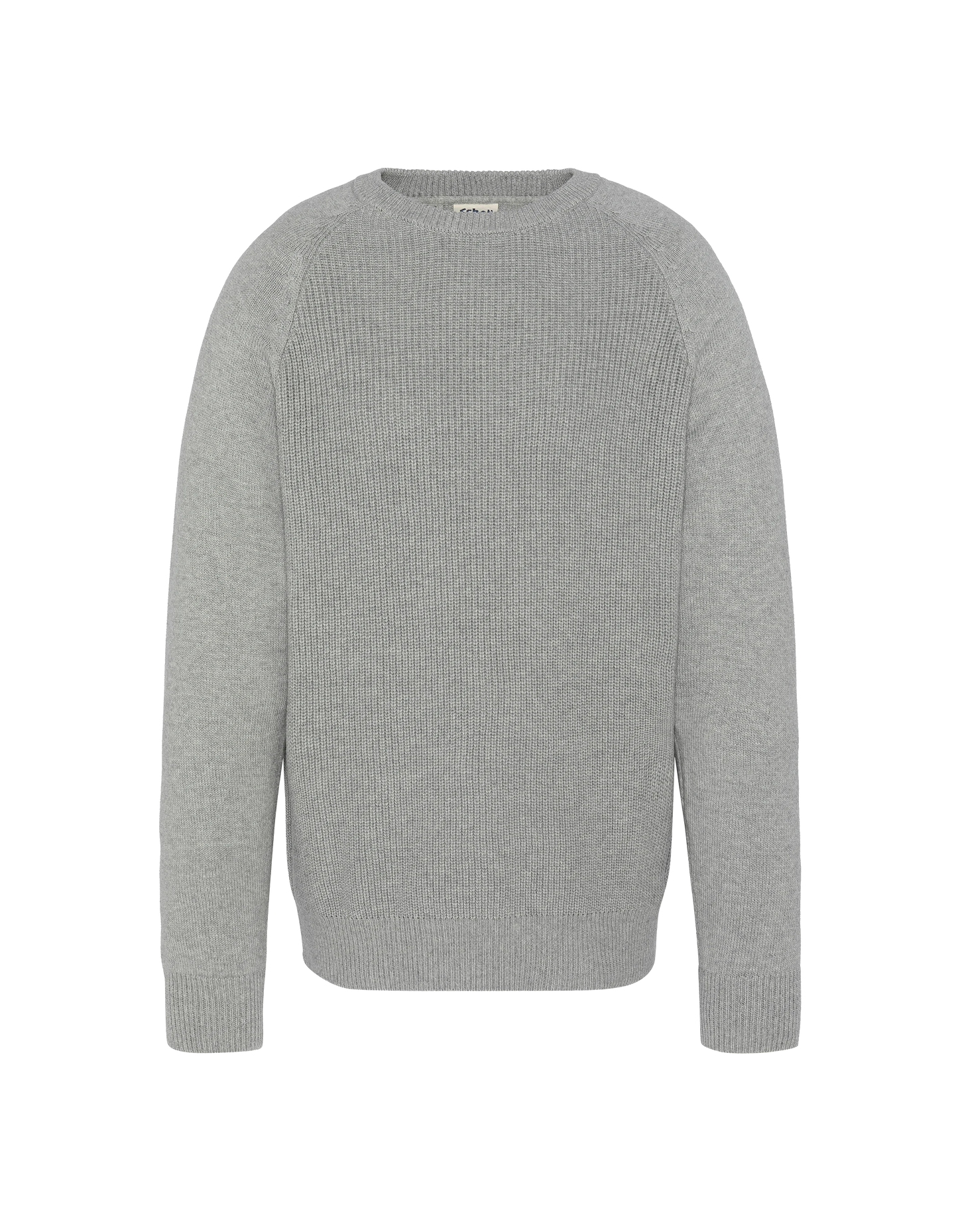 Pull côtelé gris chiné à col rond