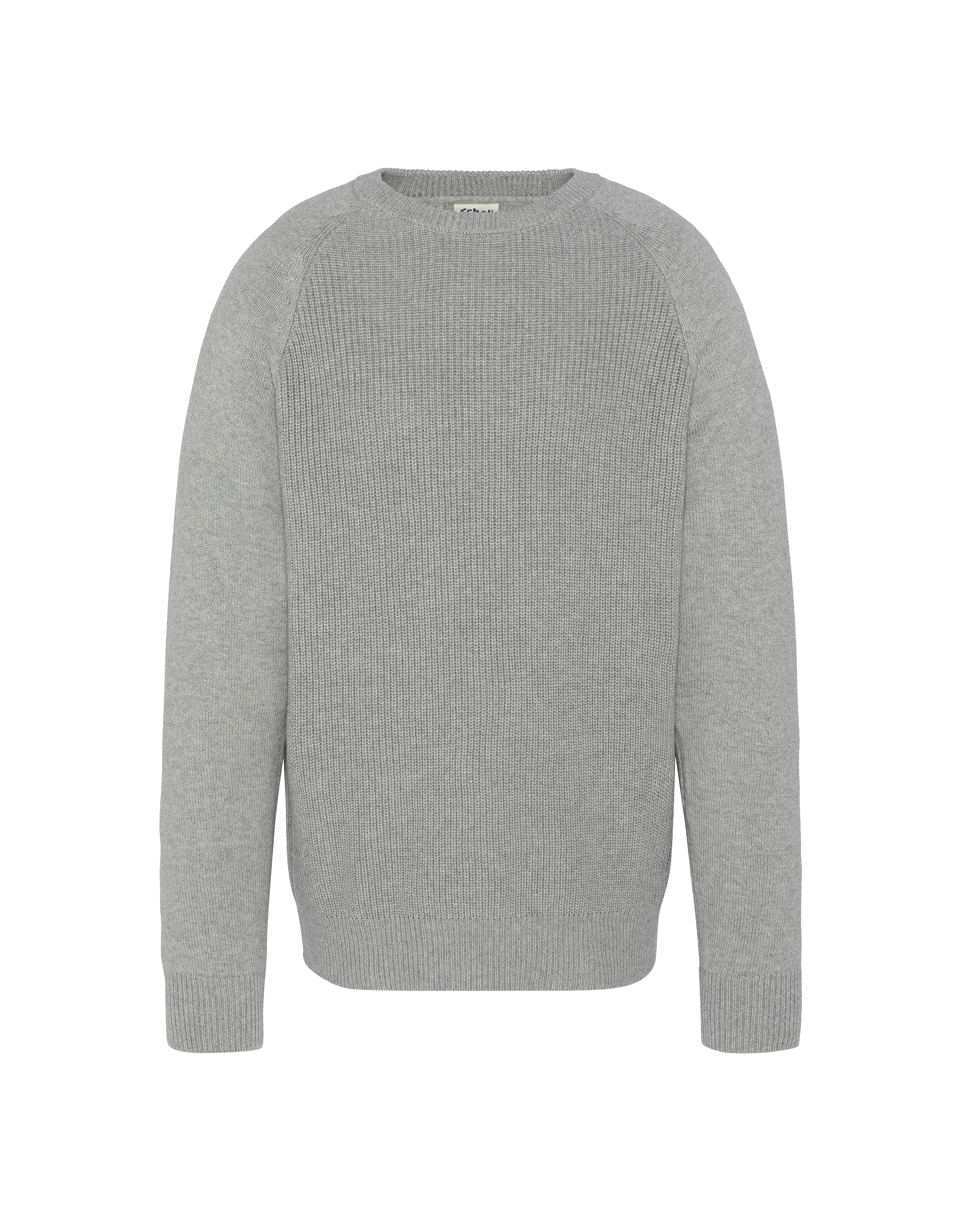 Pull côtelé gris chiné à col rond-1