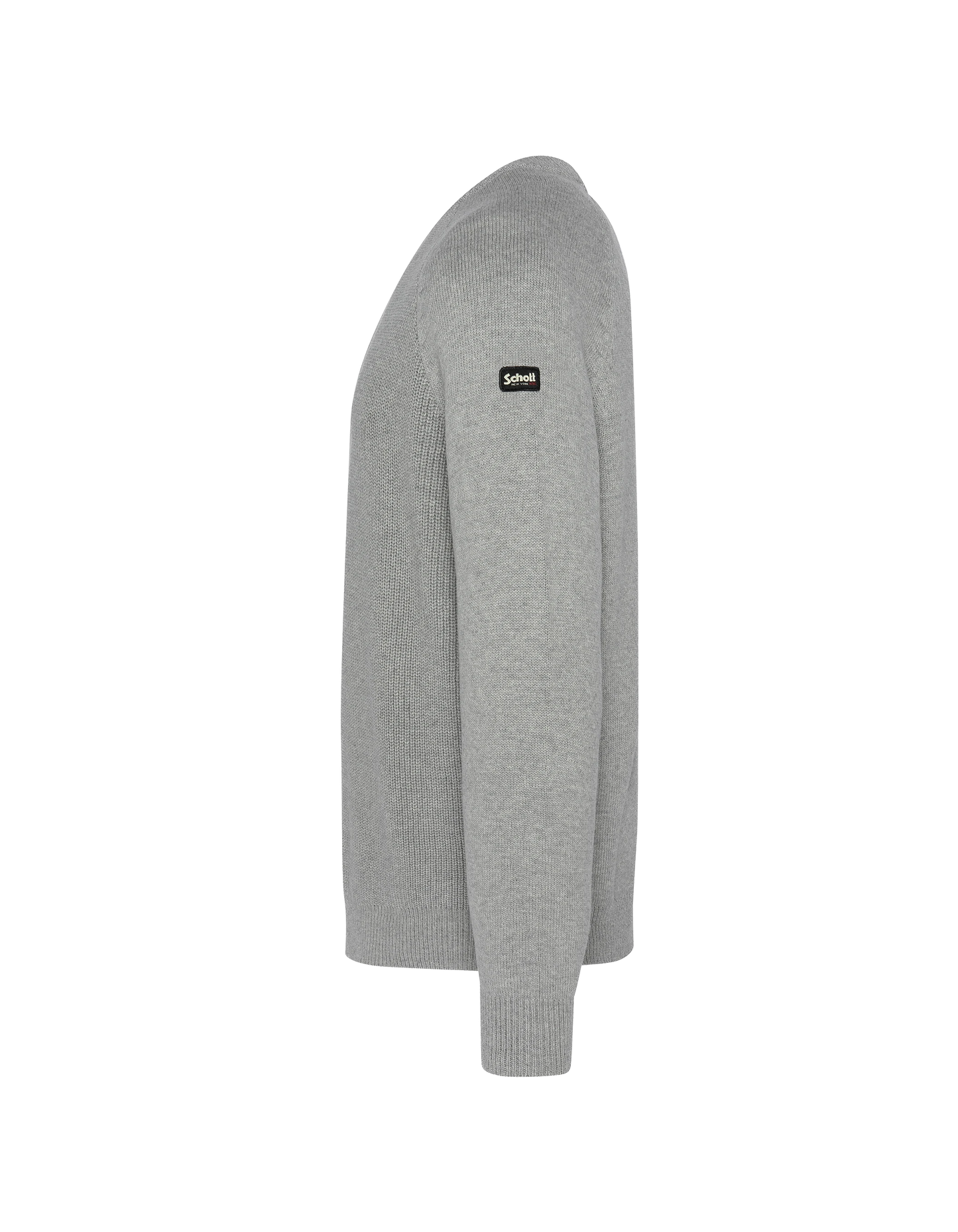 Pull côtelé gris chiné à col rond