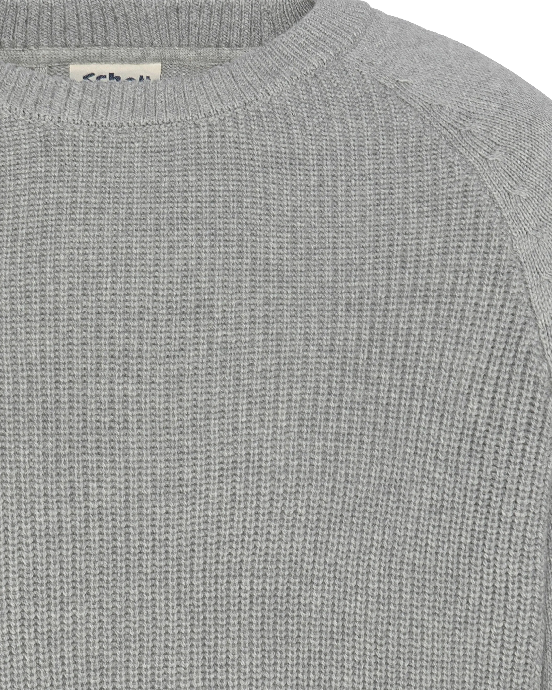 Pull côtelé gris chiné à col rond-4