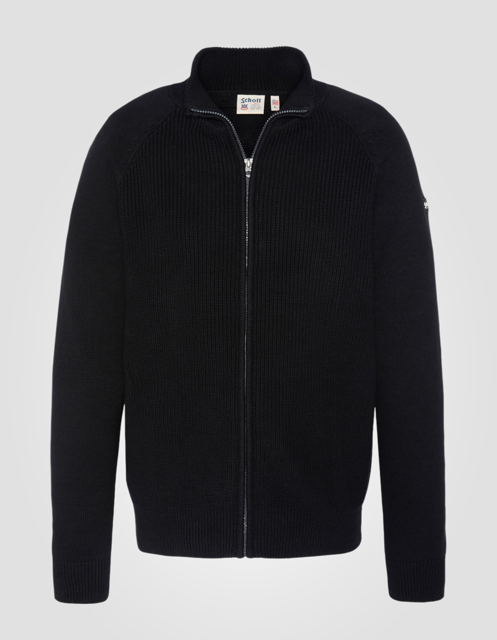 Black ribbed zipped sweater Plali3 Schott NYC®