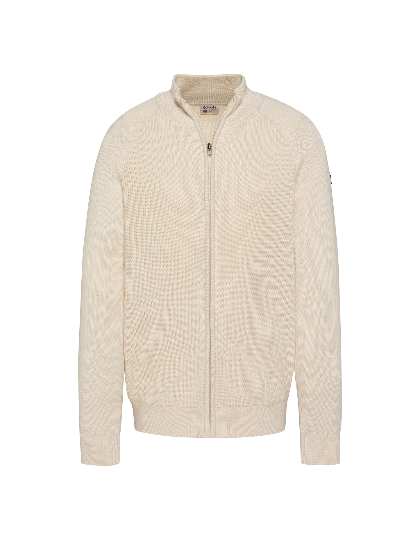 Pull zippé côtelé écru
