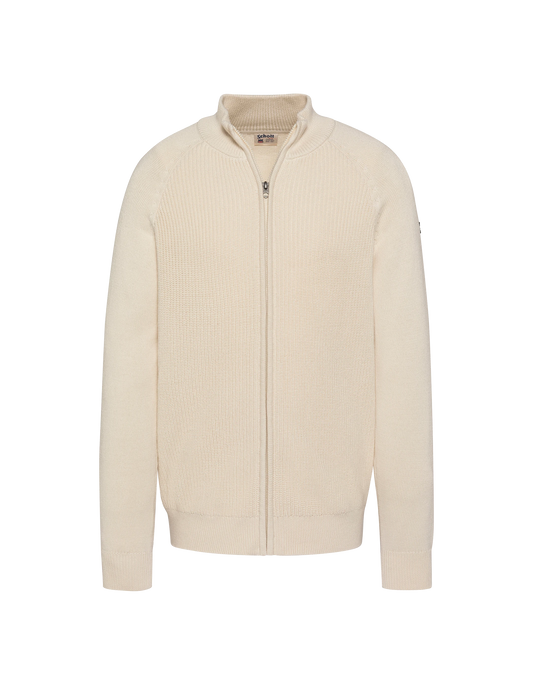 Maglia con zip a costine ecrù